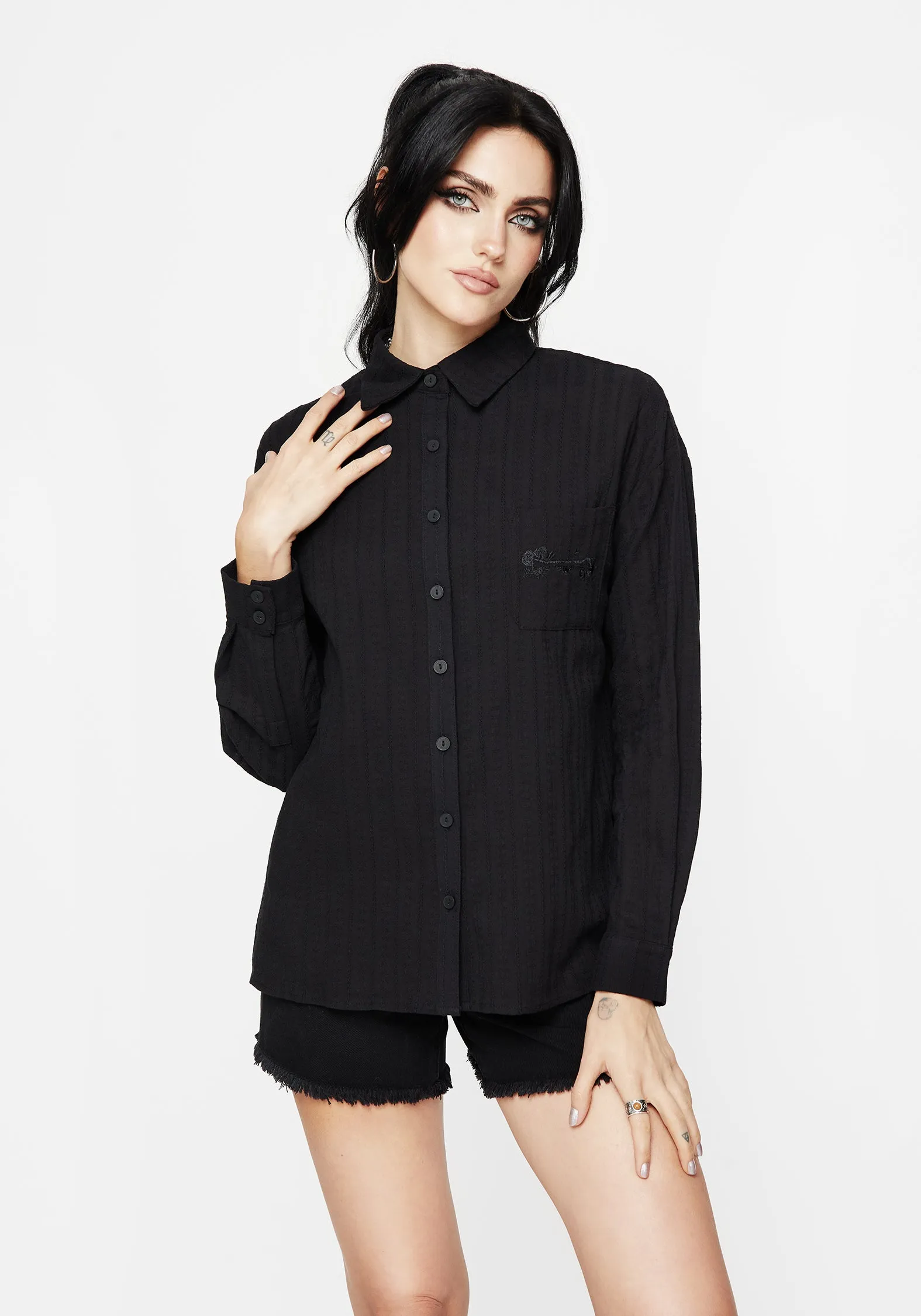 Edgy Bela Cotton Button Up Shirt