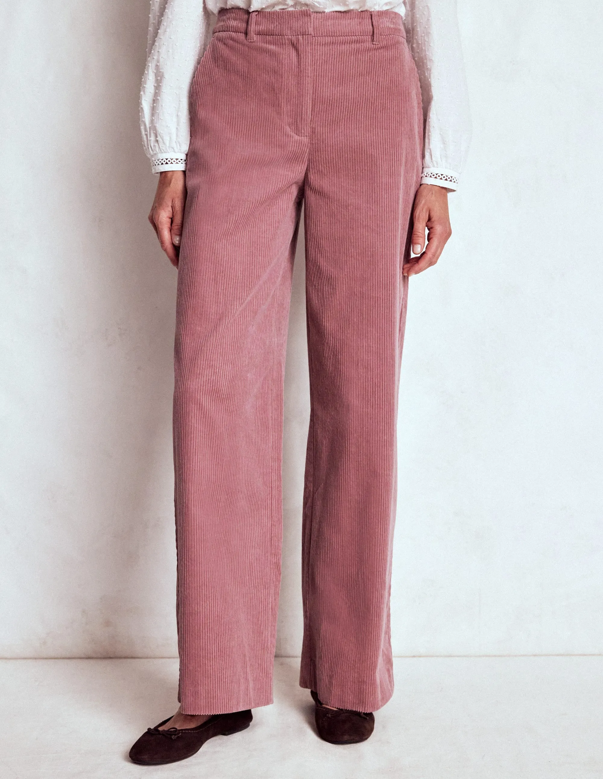 Comfortable Wear Stretchable Fabric Belgravia Cord Trousers-Pink Heather