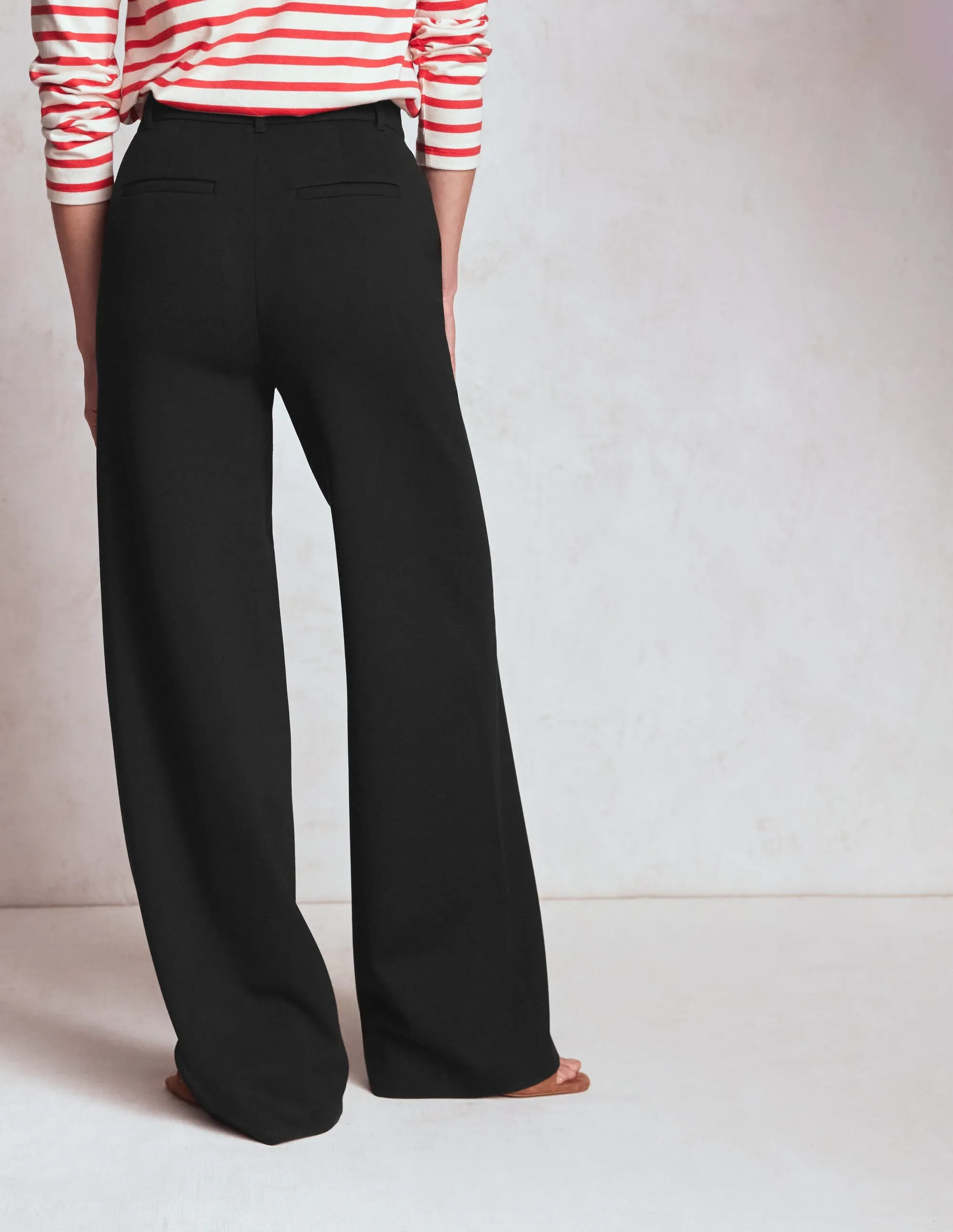 Easy Care Fabric Minimal Fit Belgravia Ponte Trousers-Black