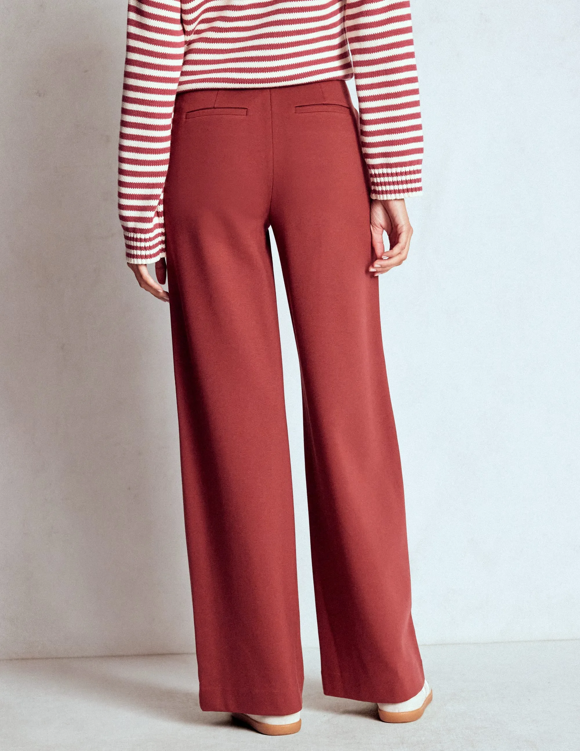 Lightweight Material Belgravia Ponte Trousers-Chestnut
