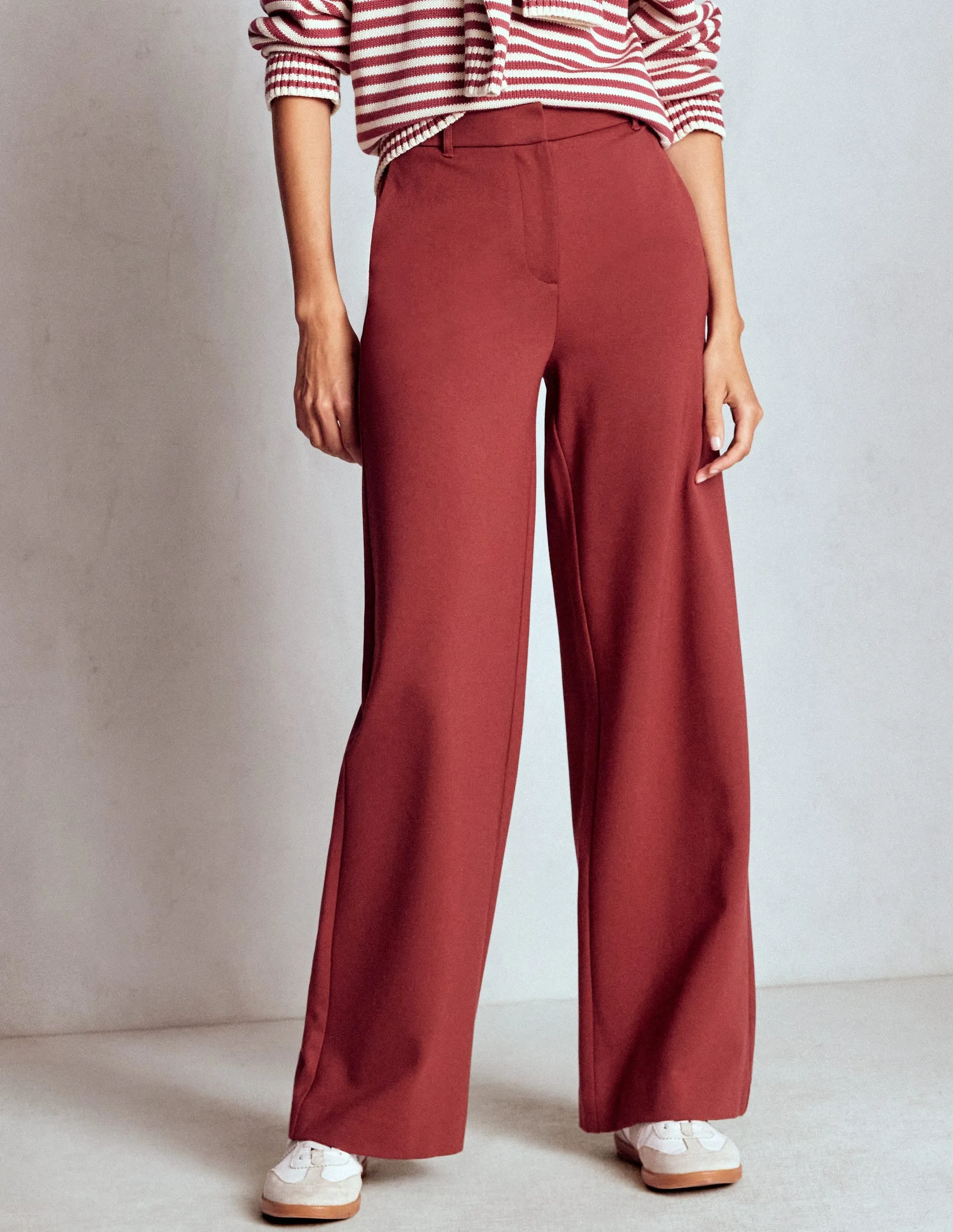 High Rise Design Performance Design Belgravia Ponte Trousers-Chestnut