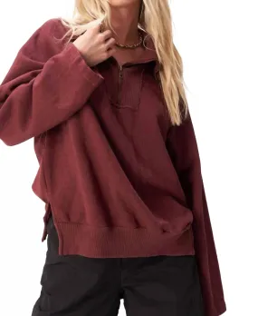 Better Late Half Zip Sweatshirt In Spiced Copper Knitwear Comfort Stylish Design