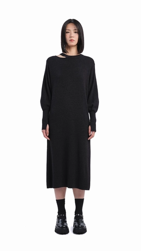 Transitional Style Luxurious Texture Biella Wool Knit Dress