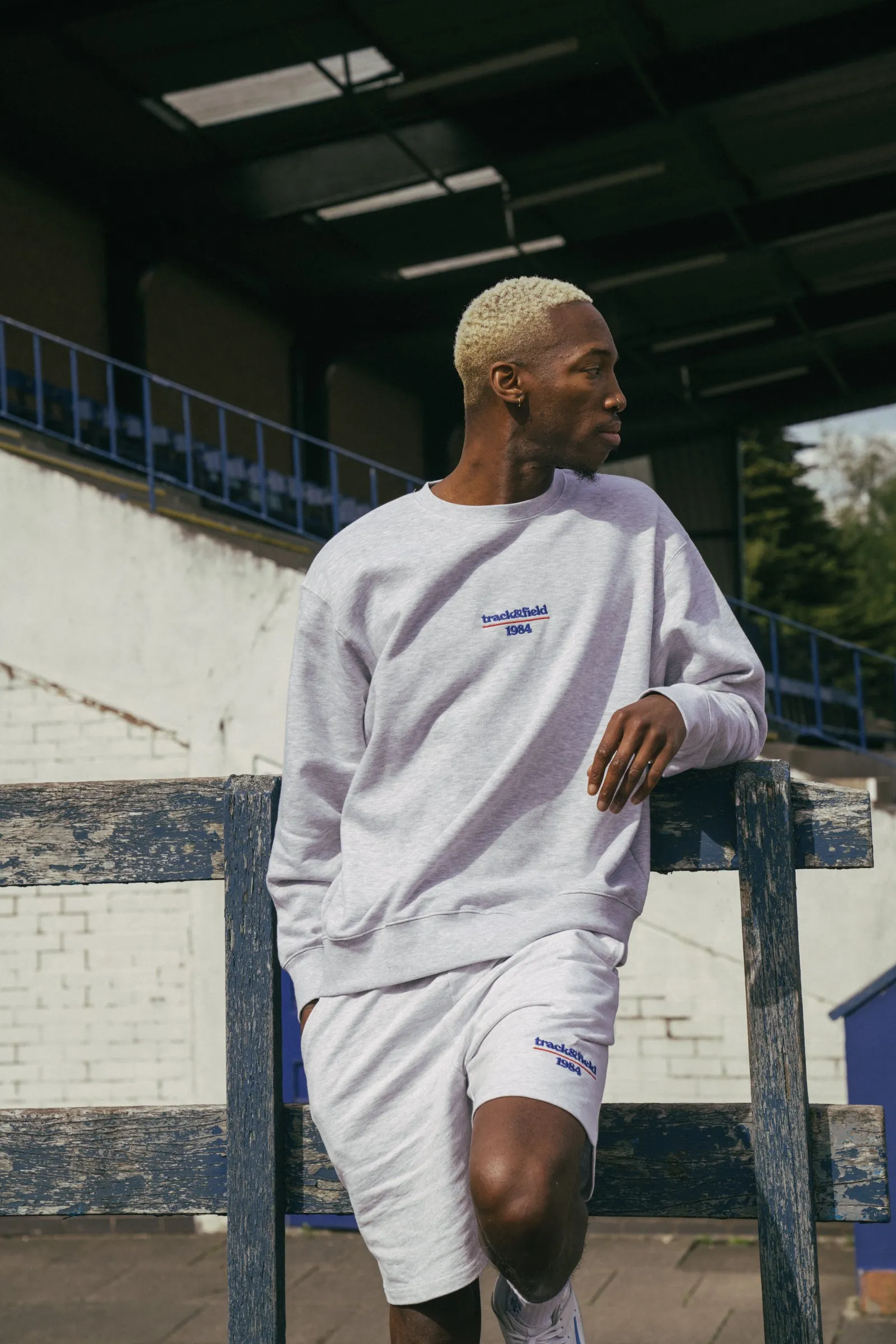 Knit Design Wear Recycled Yarn Vice 84 'Track&Field' Embroidered Sweater - Ash