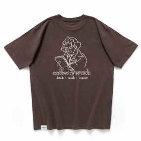 (ZT1247) Coffee & Work Pianist Graphic Tee monochromatic