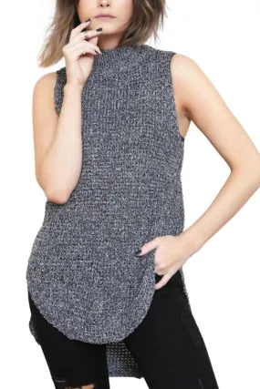 Bittersweet Wool Tweed Mock Neck Tunic Sweater Top In Black/white Long Lasting Elasticity Knitwear Comfort