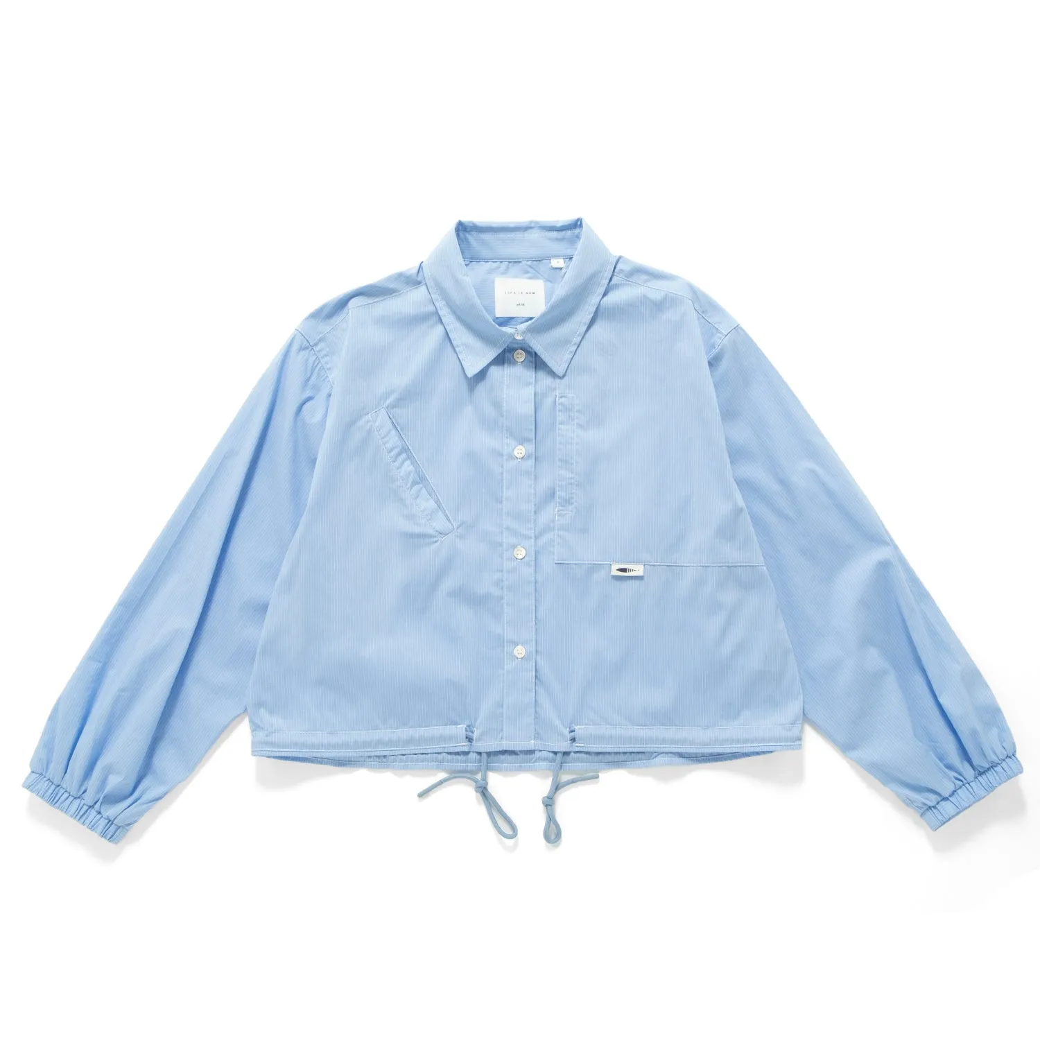 (BL006) Stripe Drawstrings Blouse Relaxed Comfort