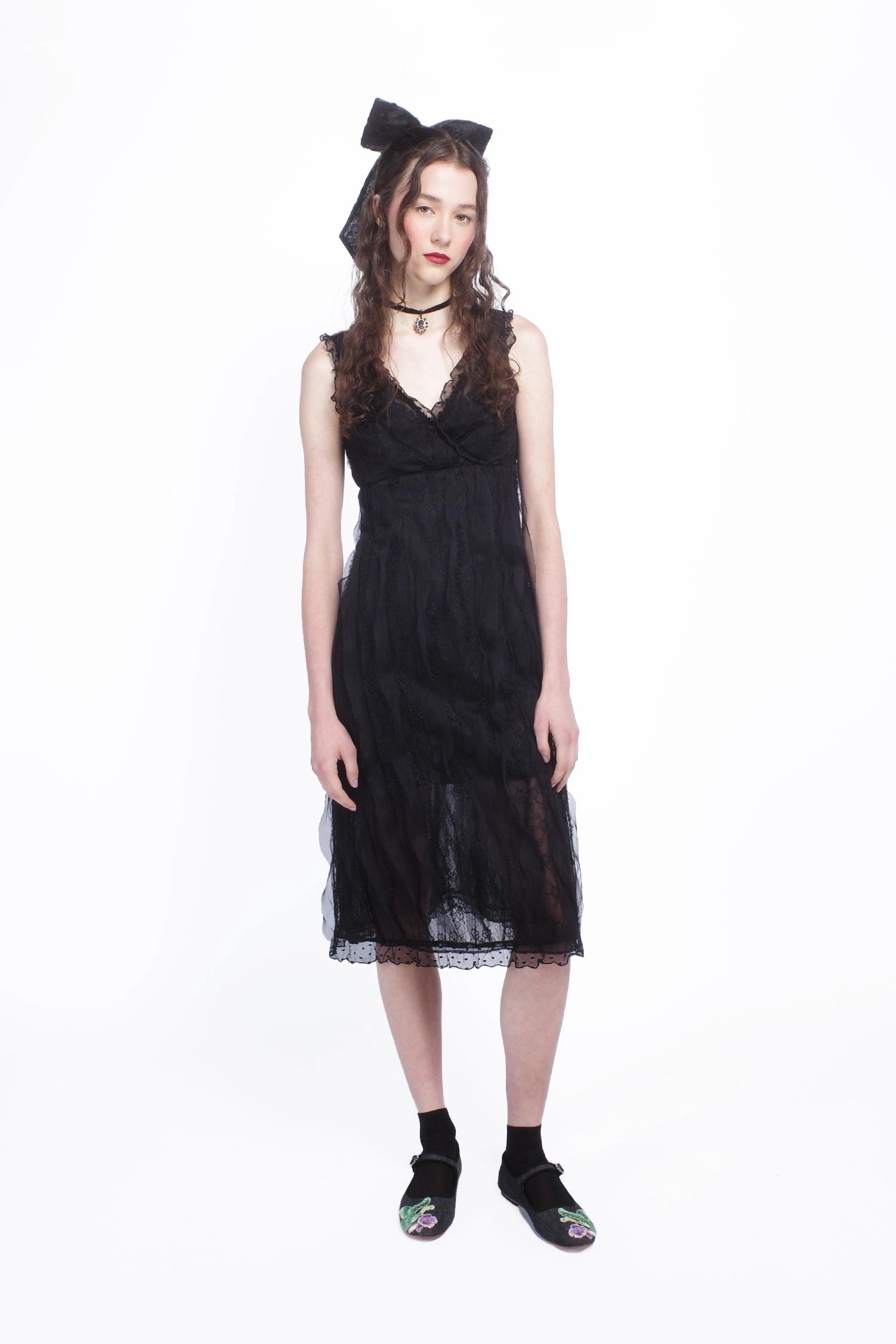 Black Combo Sleeveless Lace Dress Balanced Look