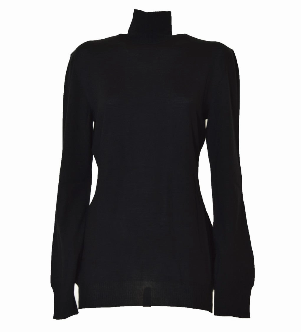 Cozy Vibes Black Virgin Wool Turtleneck Sweater