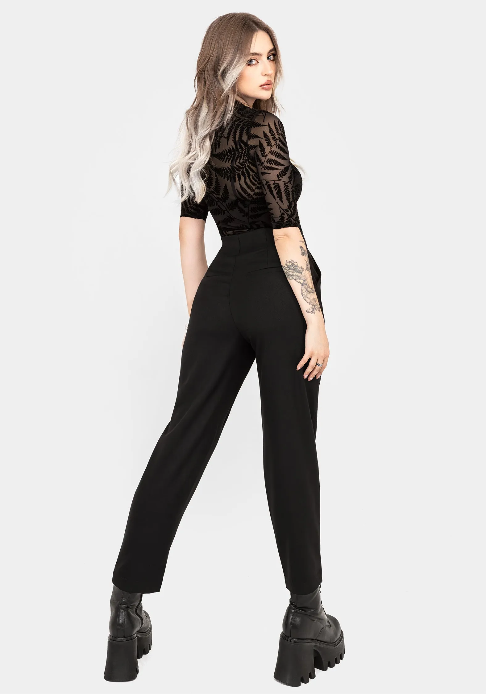 Sporty Comfort Fit Reinforced Pockets Cassandra Lace-Up Waist Tailored Trouser