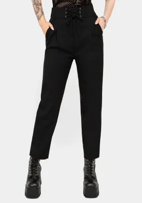 Stretch Material Cassandra Lace-Up Waist Tailored Trouser
