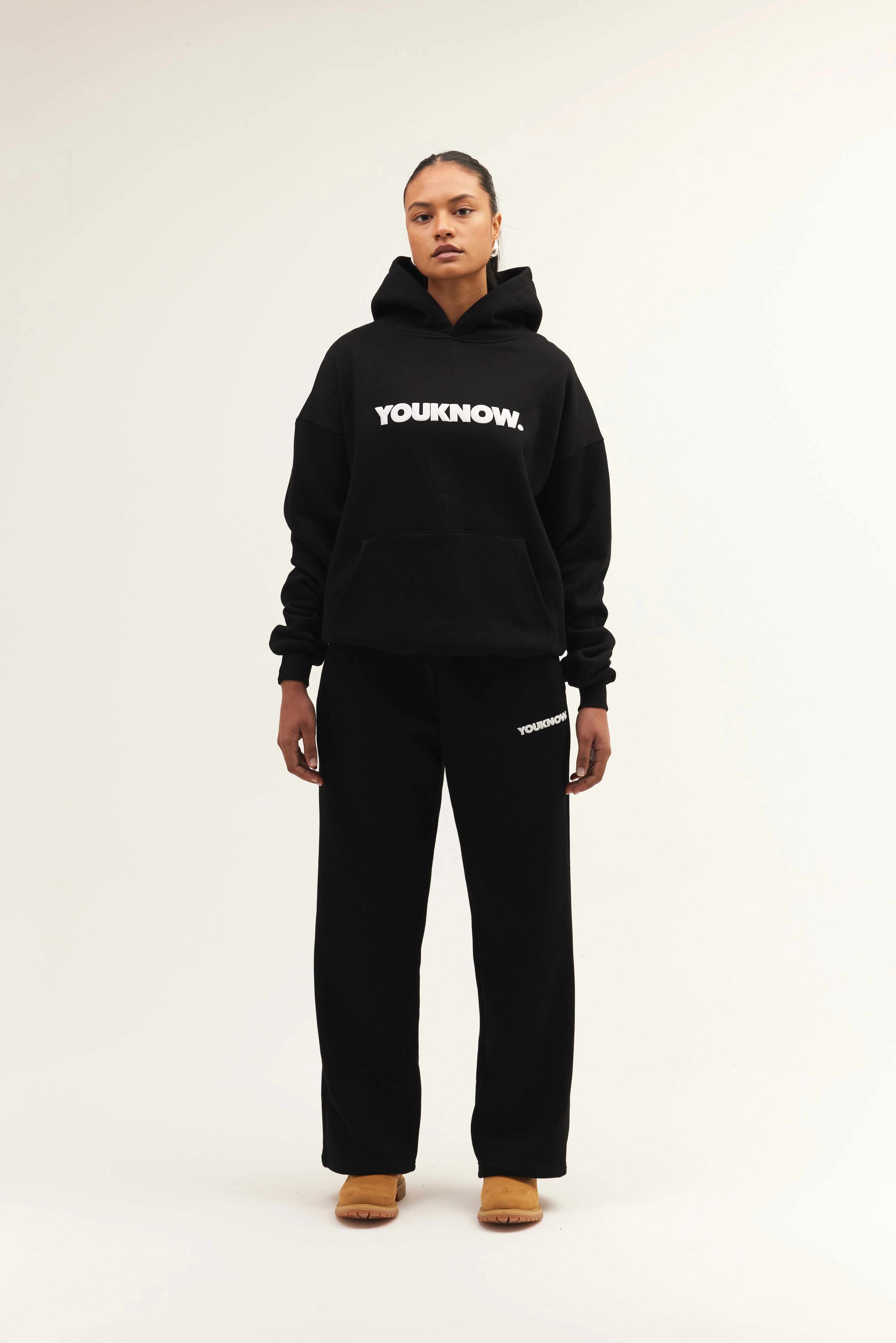 Black bear like Oversized Fit BLOCK HOODIE | Black