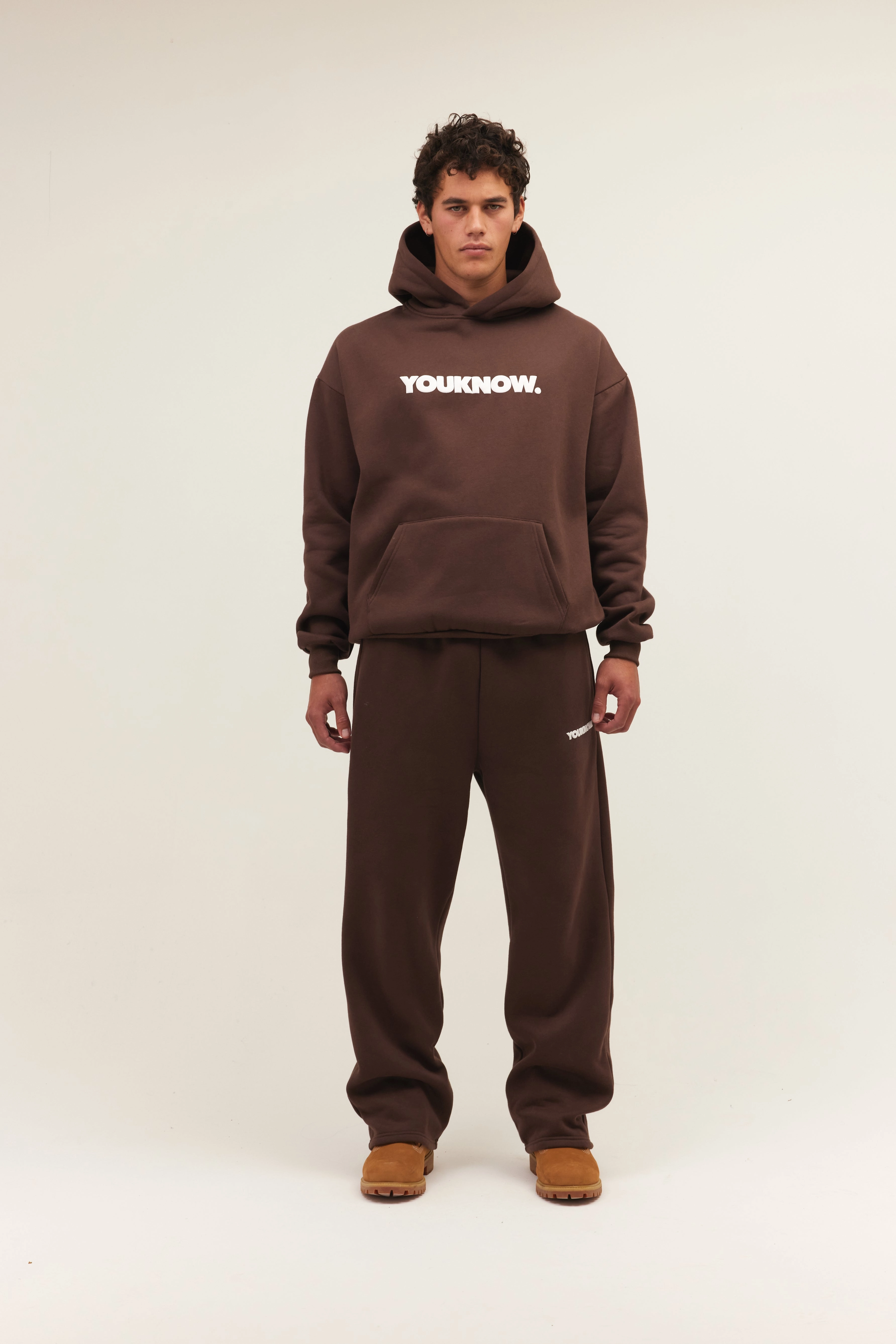 BLOCK HOODIE | Brown Branded Look