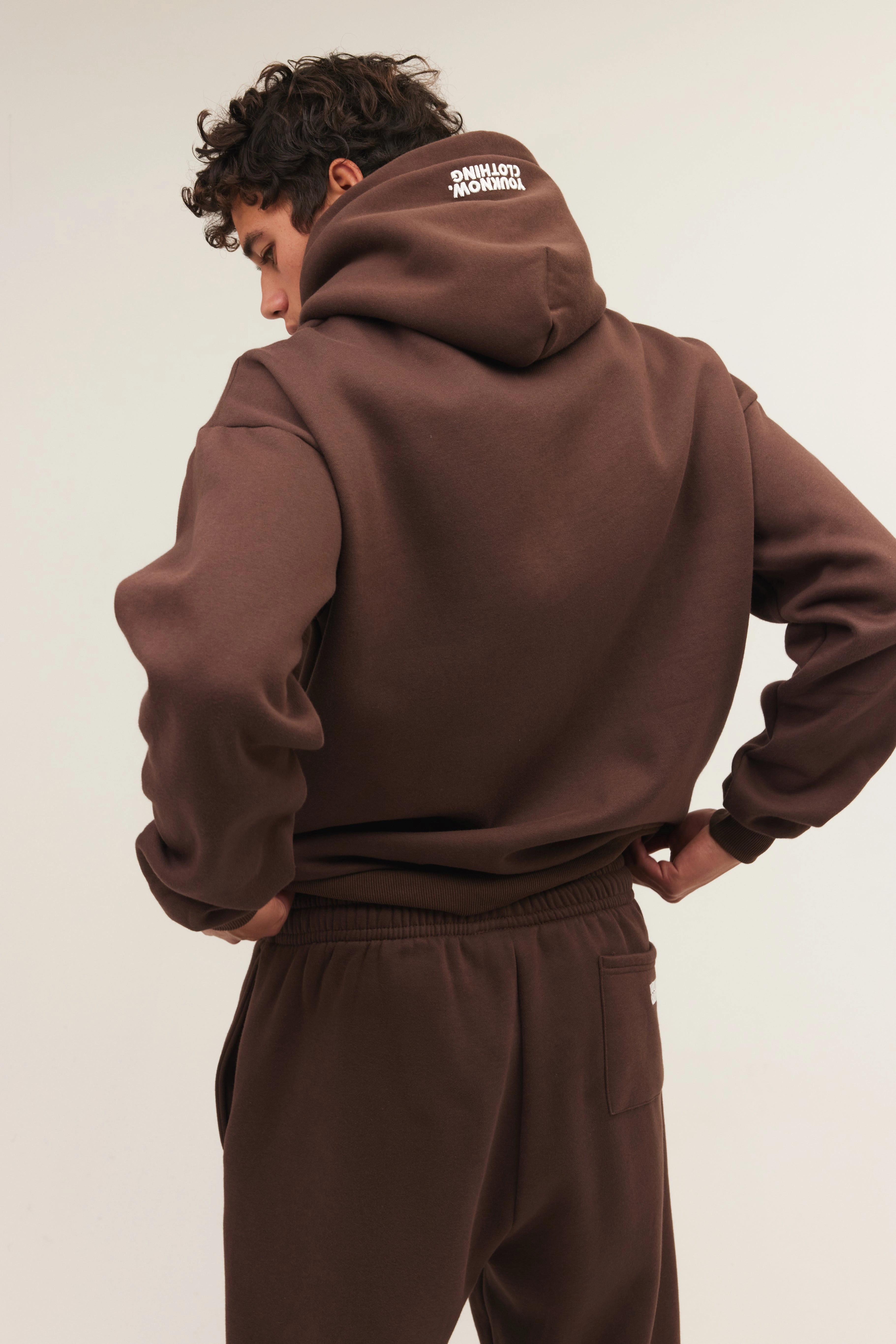 Lightweight Material Owl like BLOCK HOODIE | Brown