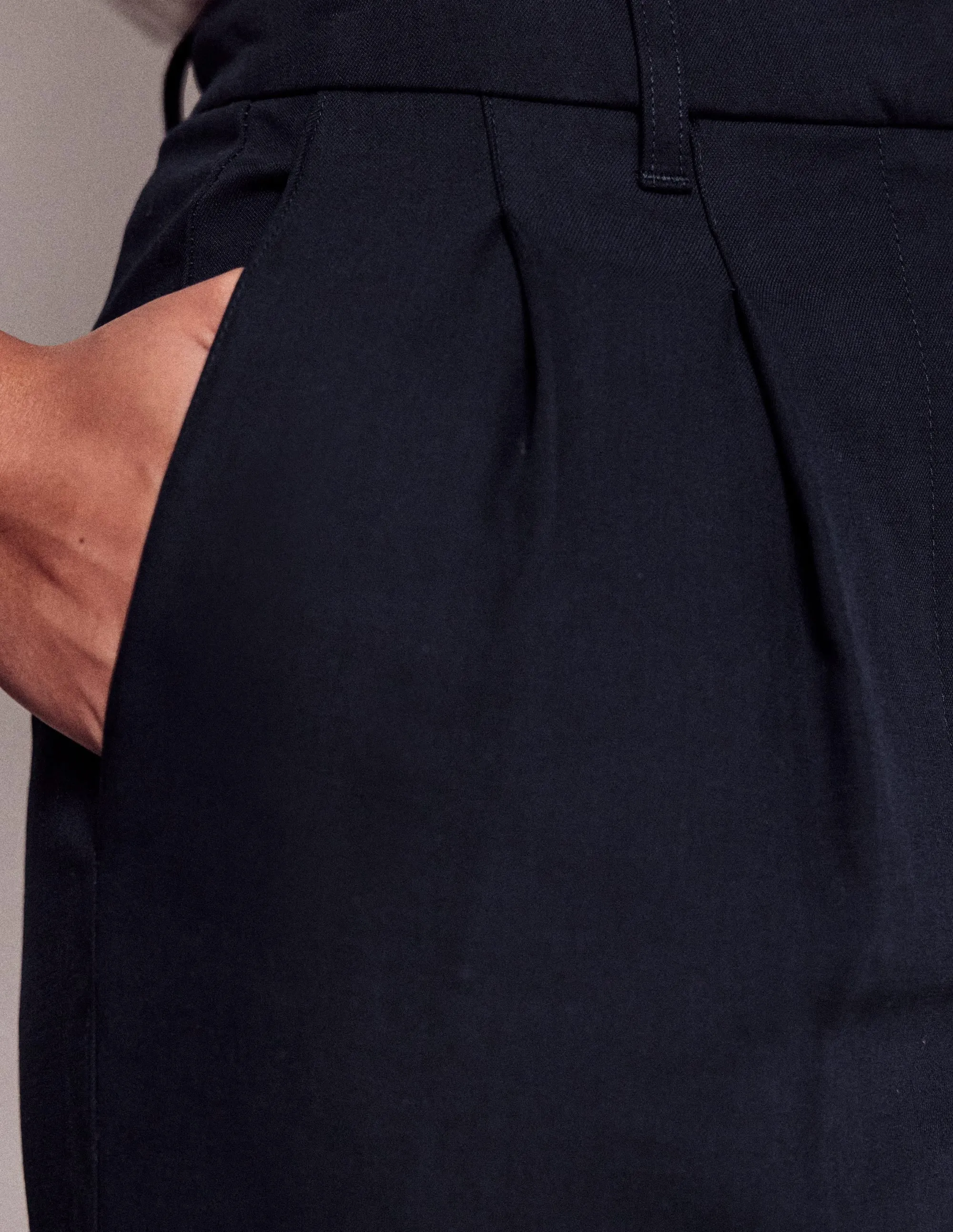 anti slip grip High Density Weave Bloomsbury Cotton Trousers-NAVY