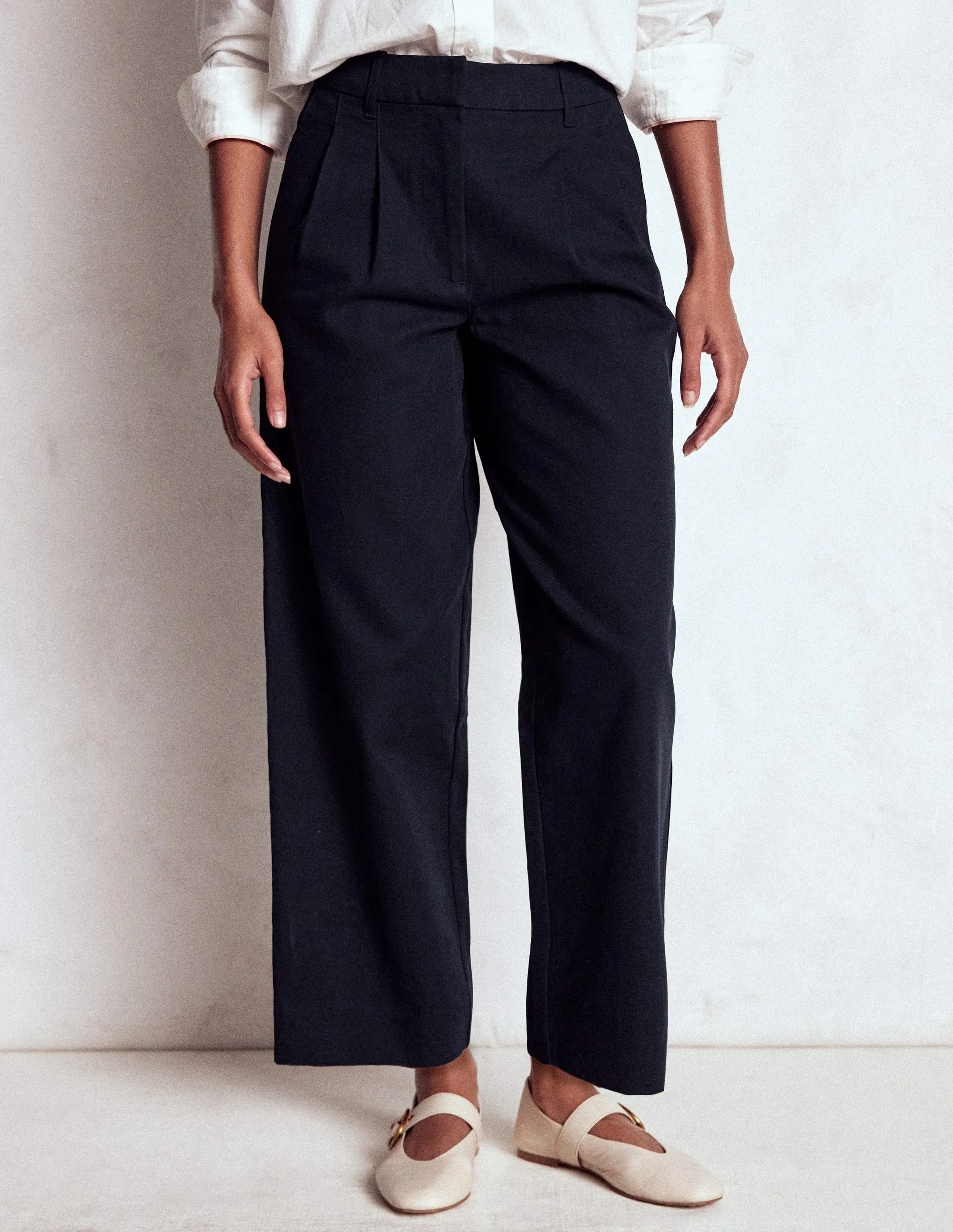 Freedom Motion Quick Conversion Hem Bloomsbury Cotton Trousers-NAVY