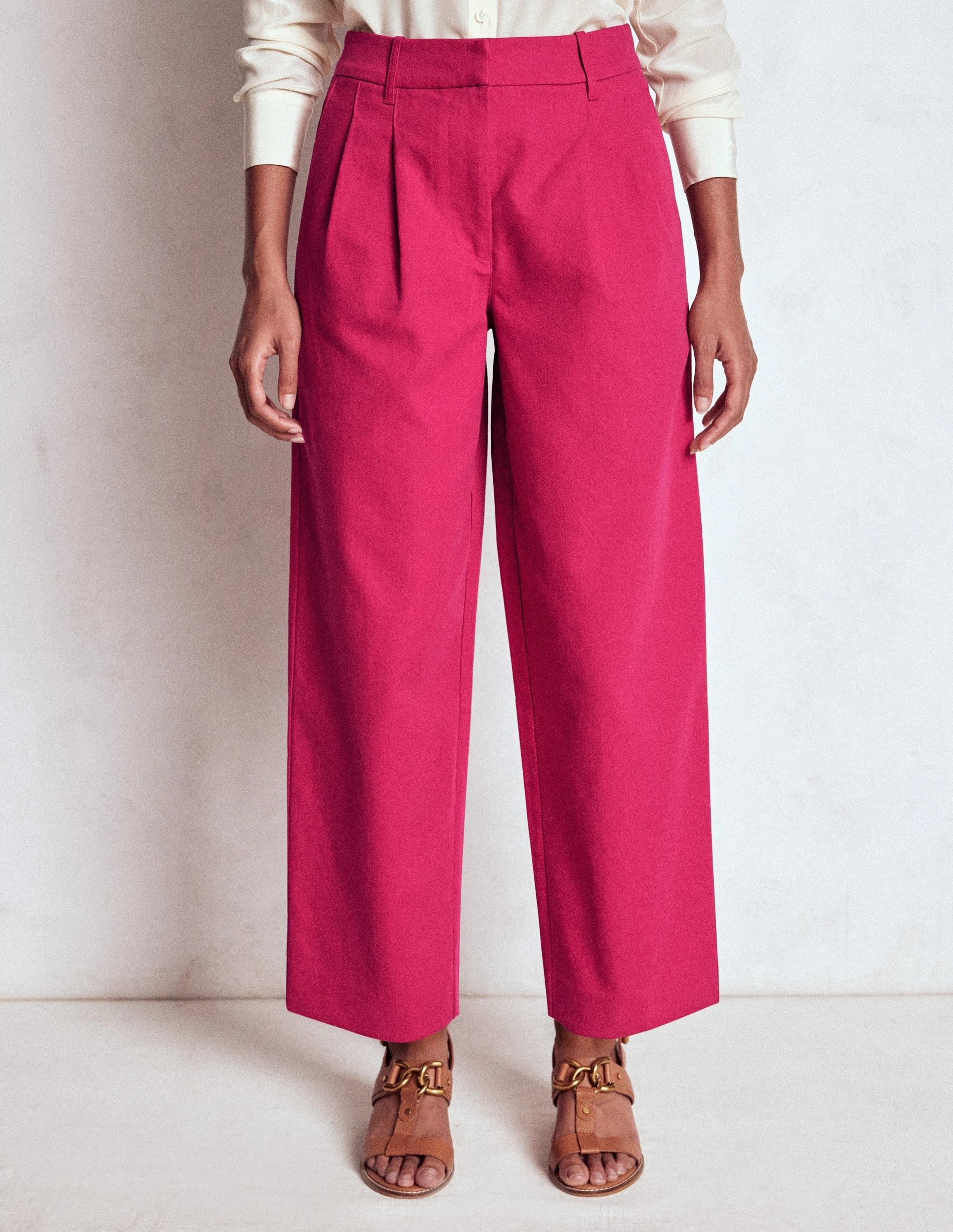 Bloomsbury Cotton Trousers-Bright Cherry Comfy Movement Fit Printed design