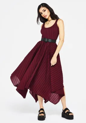 Blythe Cotton Handkerchief Hem Midaxi Dress - Burgundy Cool Comfort
