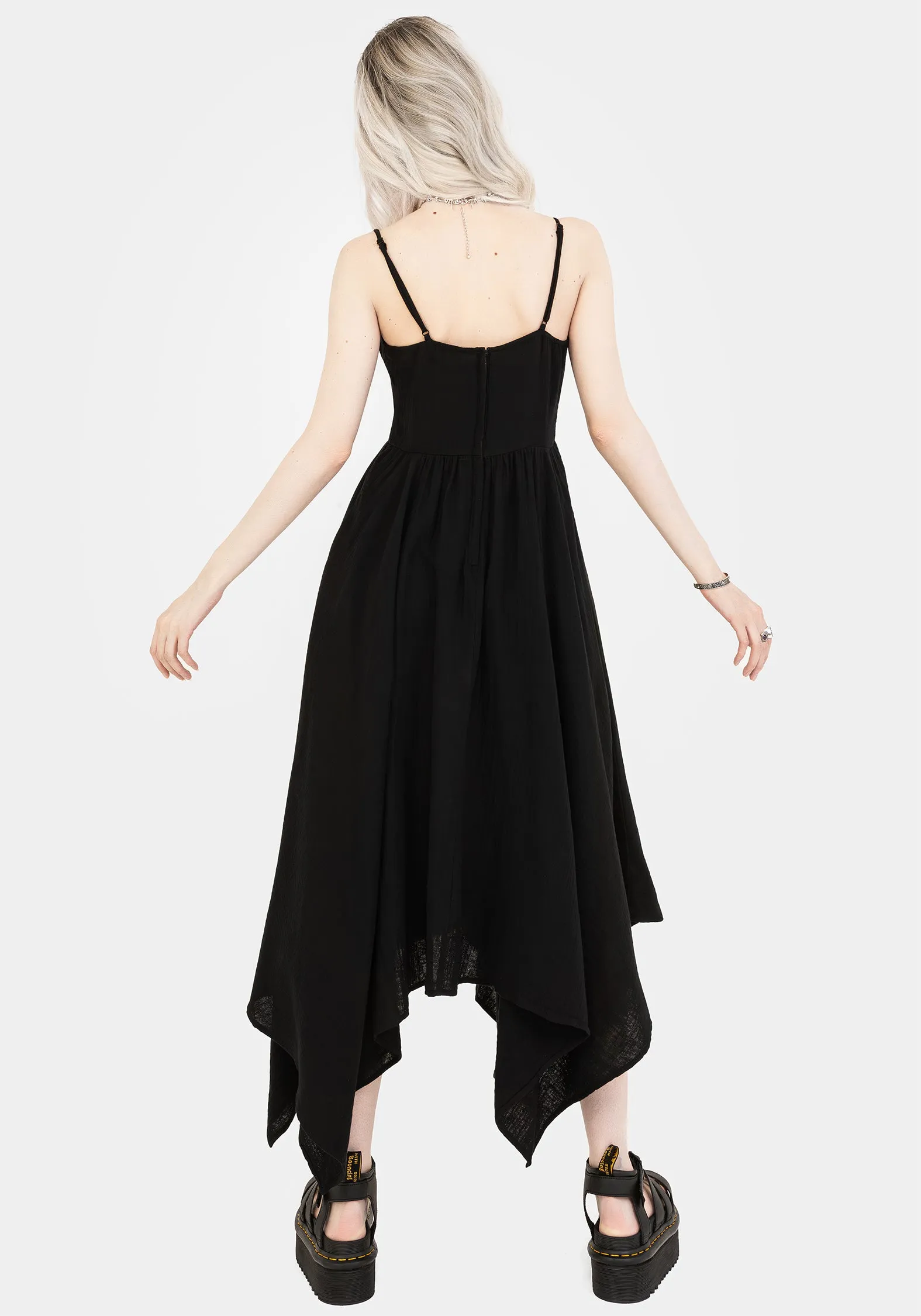 Casual Chic Evening Look Damara Embroidered Cotton Hanky Hem Midaxi Dress