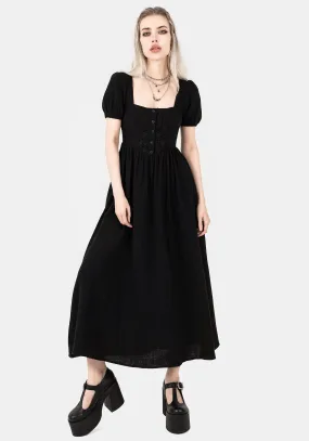 Alder Cotton Detail Midaxi Dress relaxed shape Gathered Skirt