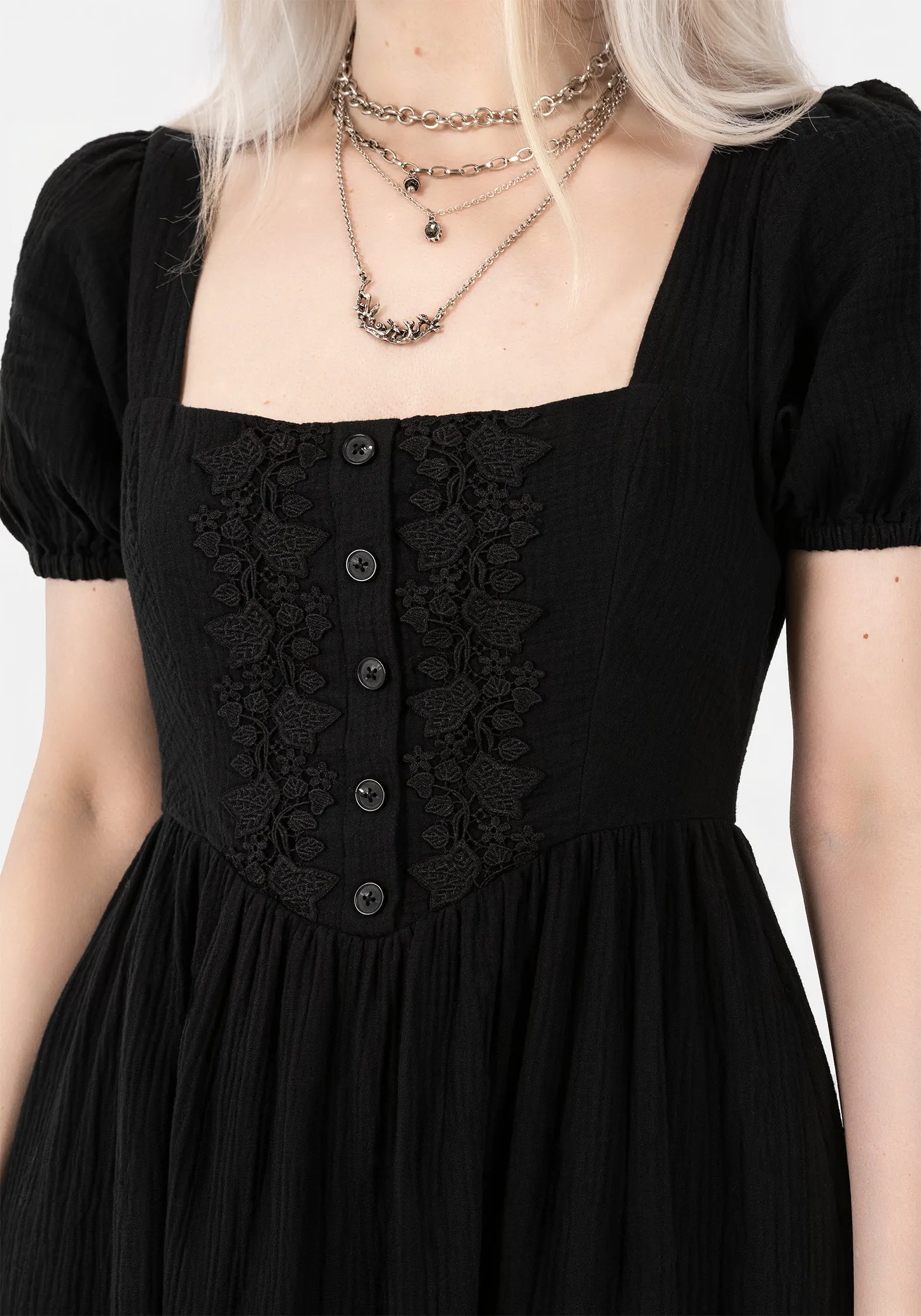 Fresh Mood Calm Tone Alder Cotton Detail Midaxi Dress