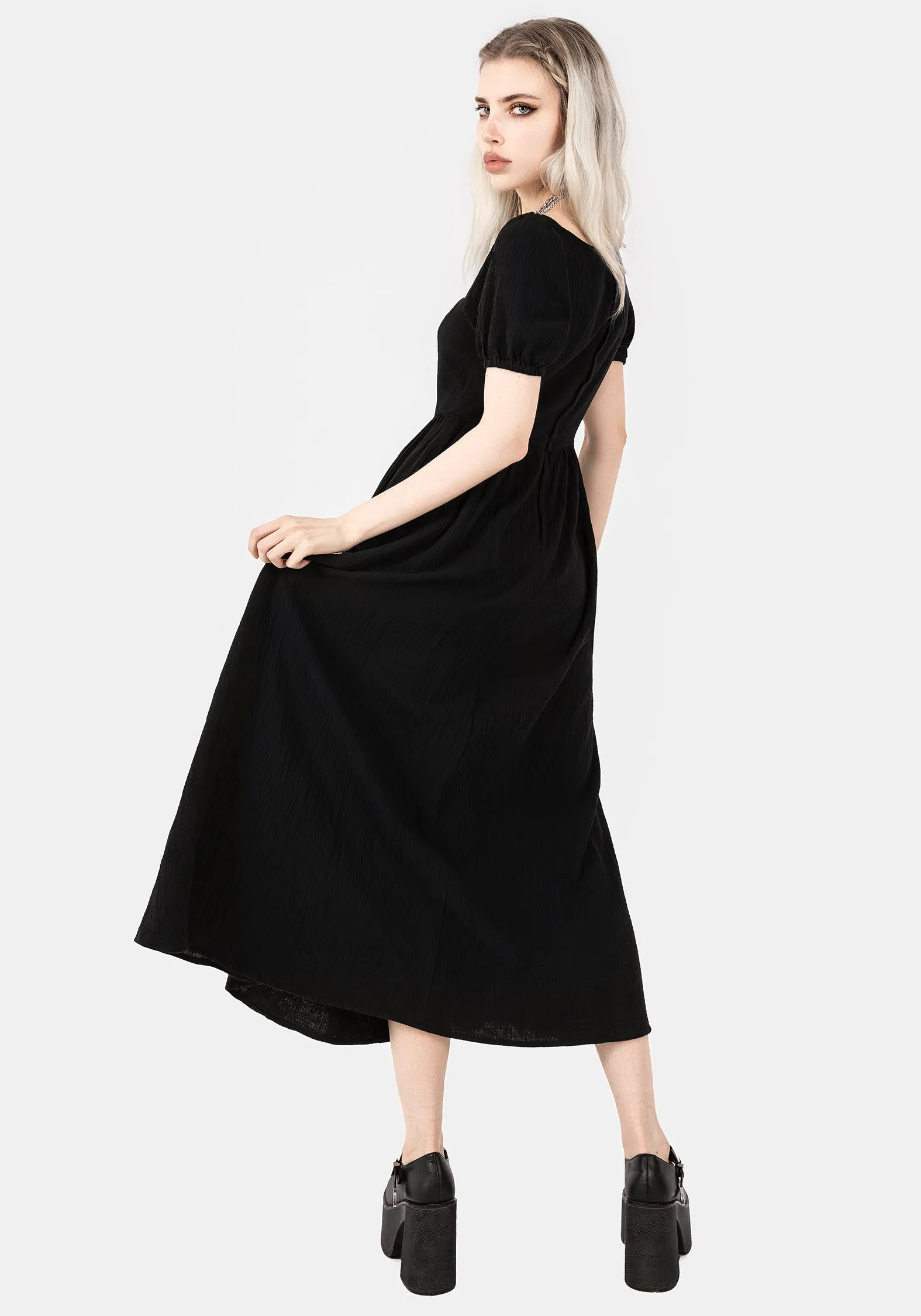 Alder Cotton Detail Midaxi Dress Comfy Look