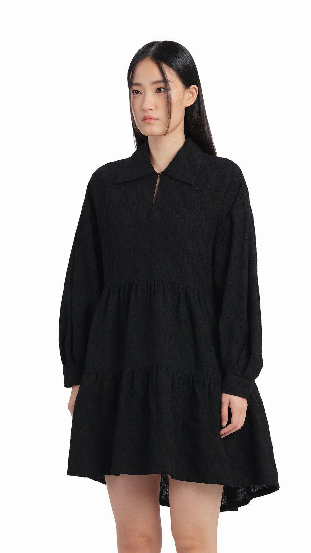Sophisticated Layers Social Ease Pleated Sleeves Dress