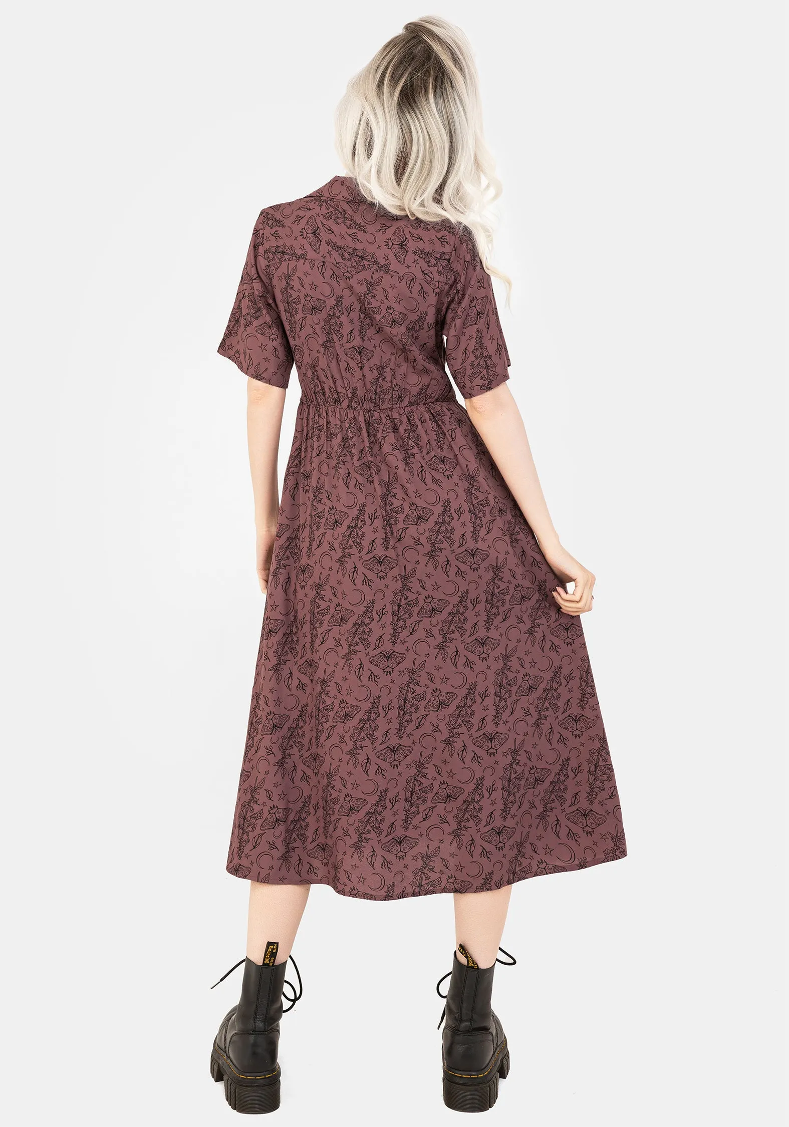 Roxana Moth Foxglove Button Down Midi Shirt Dress Gentle Flow