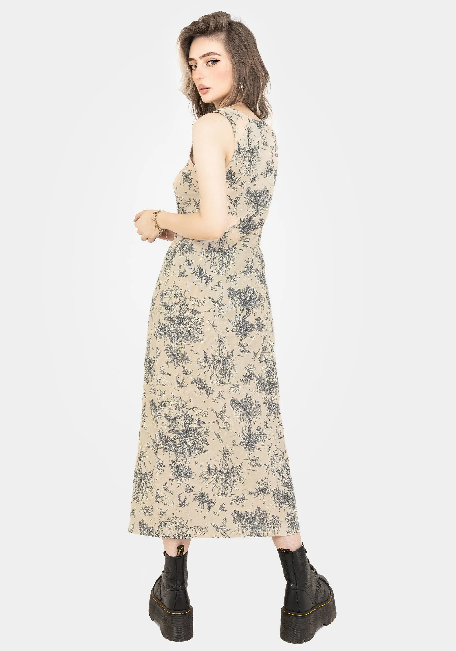 Maypole Cotton Print Button Up Midaxi Dress Seasonal Layer