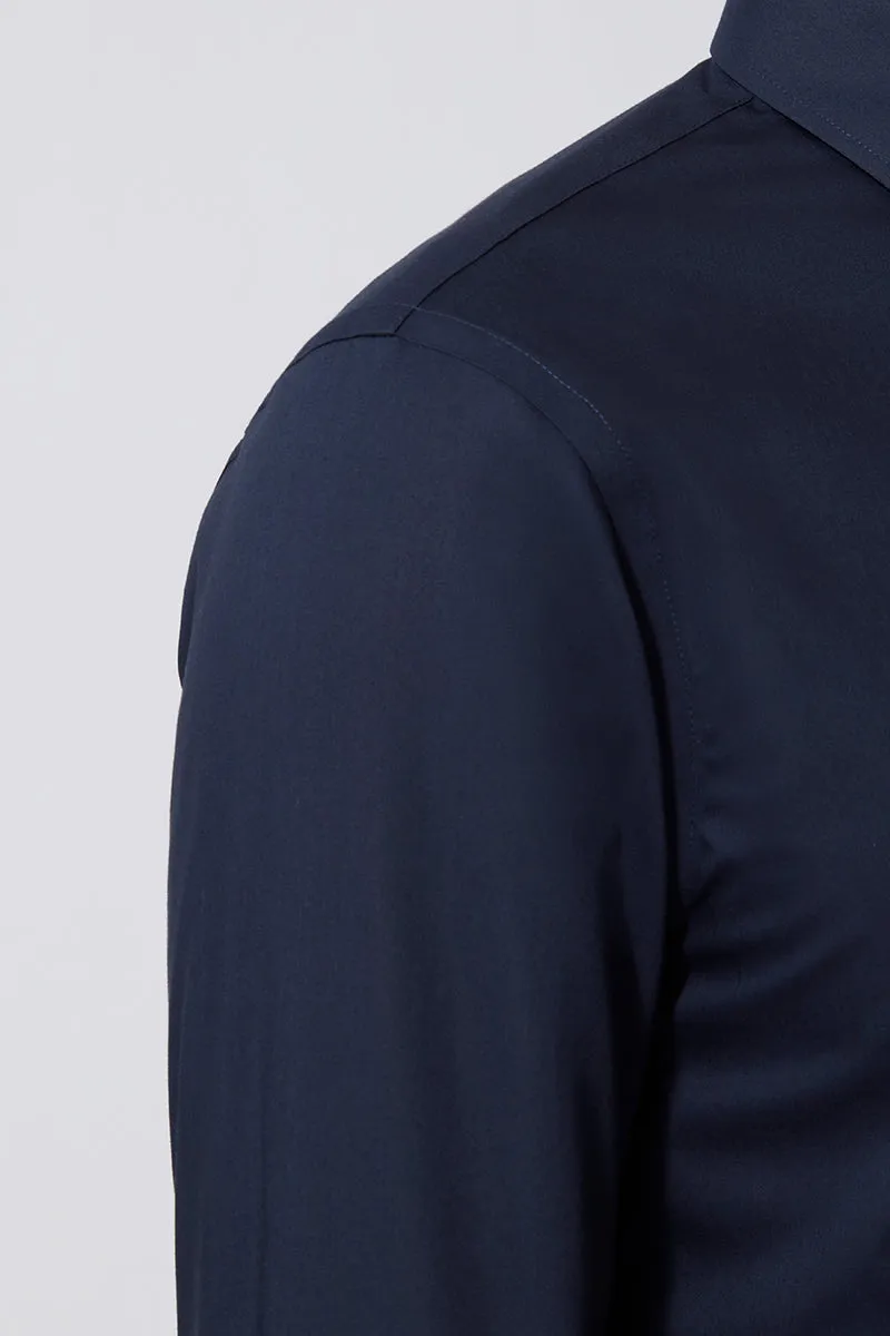 Poplin Button-Down Smart Shirt | Navy 0053KM Moisture wicking Weekend Outfit