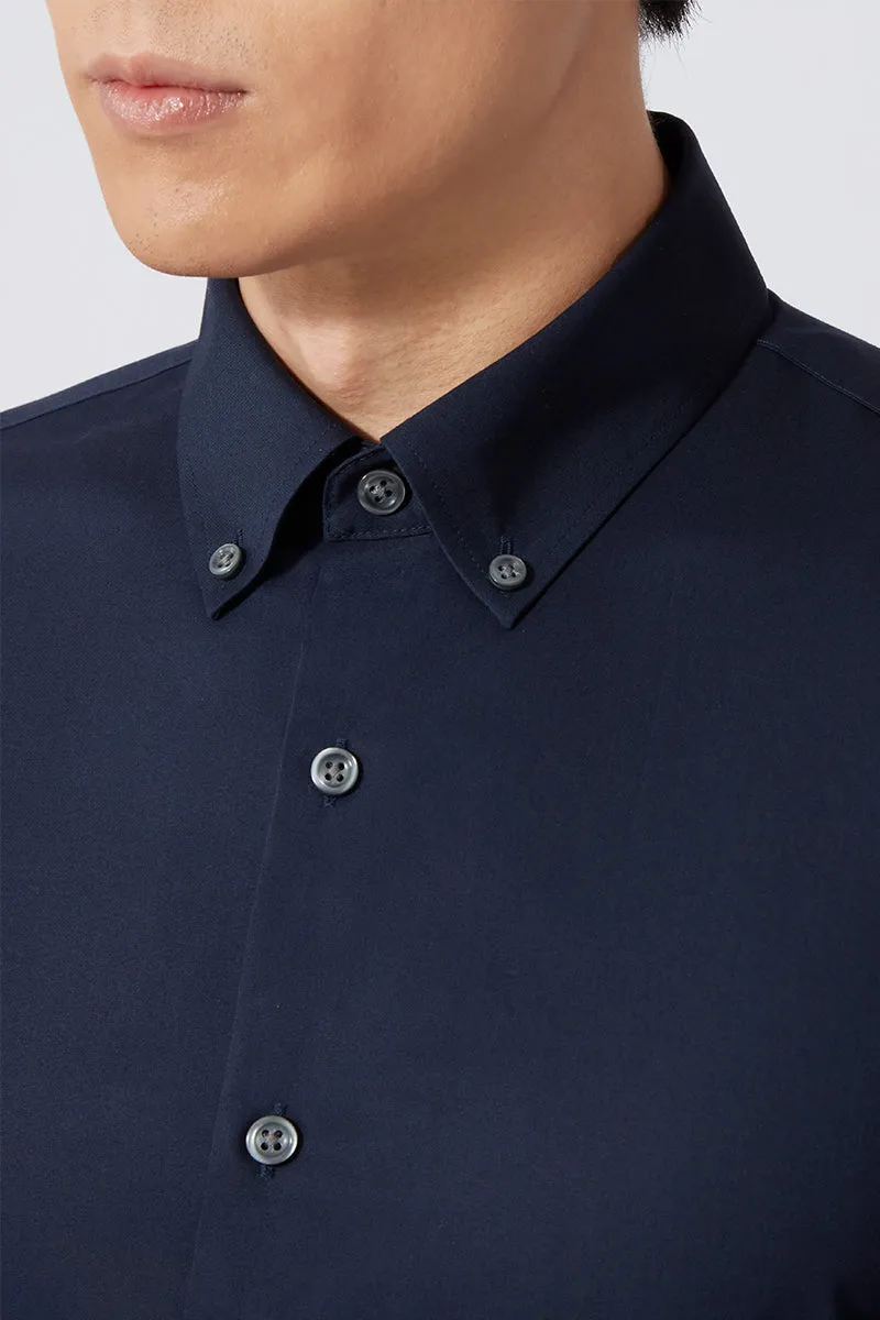 Poplin Button-Down Smart Shirt | Navy 0053KM gender-neutral Checkered Style