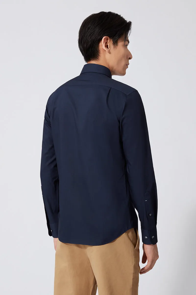 Poplin Button-Down Smart Shirt | Navy 0053KM quick dry Lightweight Weave