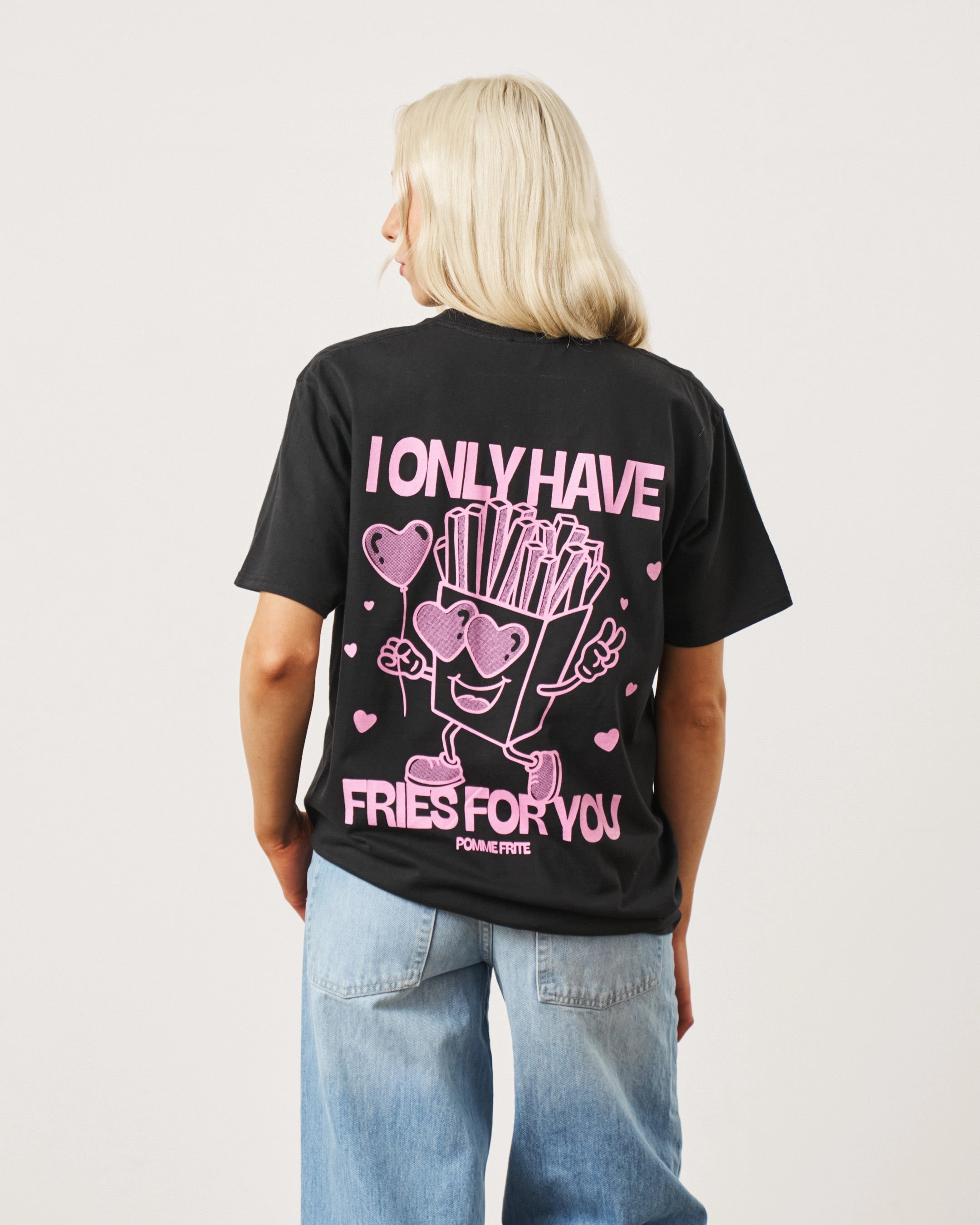 Set In Sleeve Pomme Frite 'Fries For You' Tee - Black