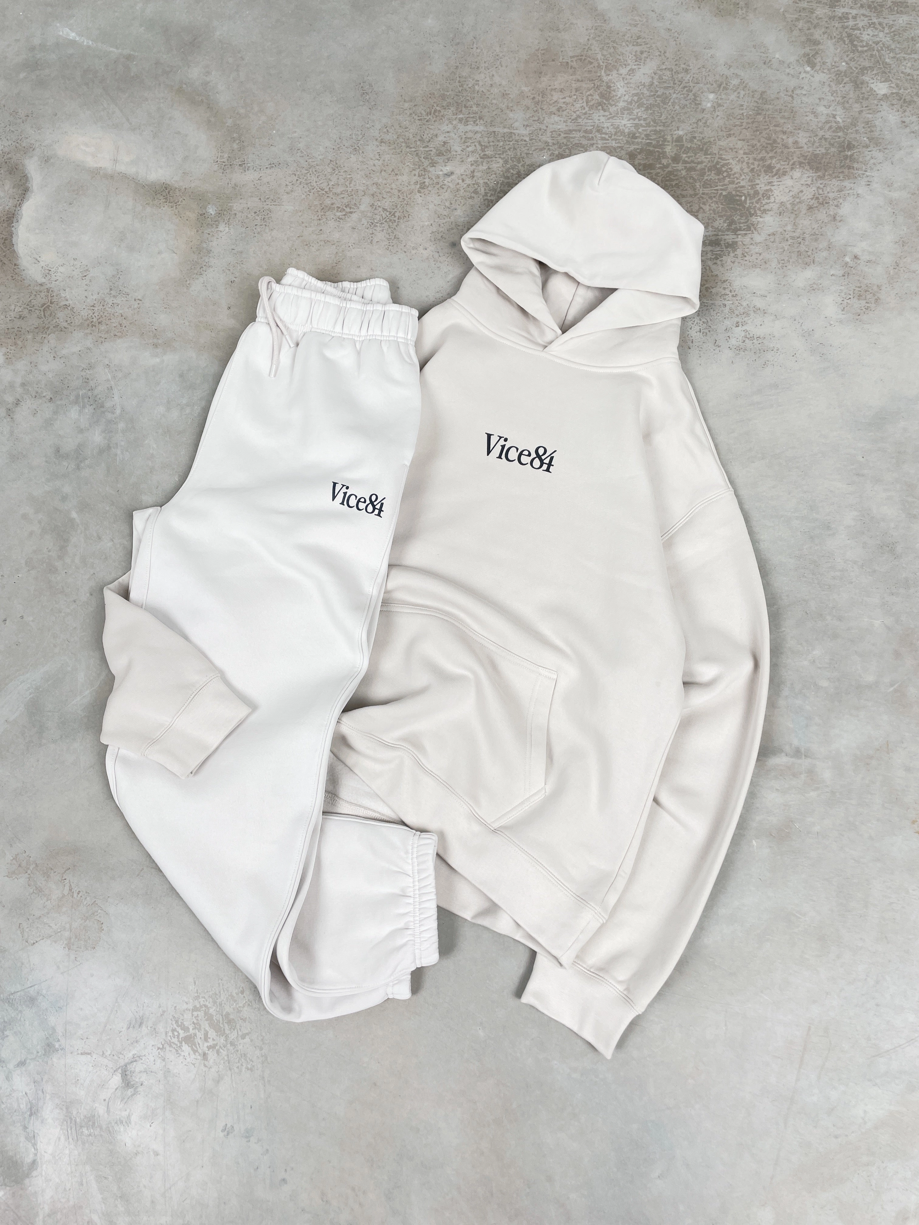 French Terry Cloth Vice 84 Premium Hoodie & Jogger Set - Bone
