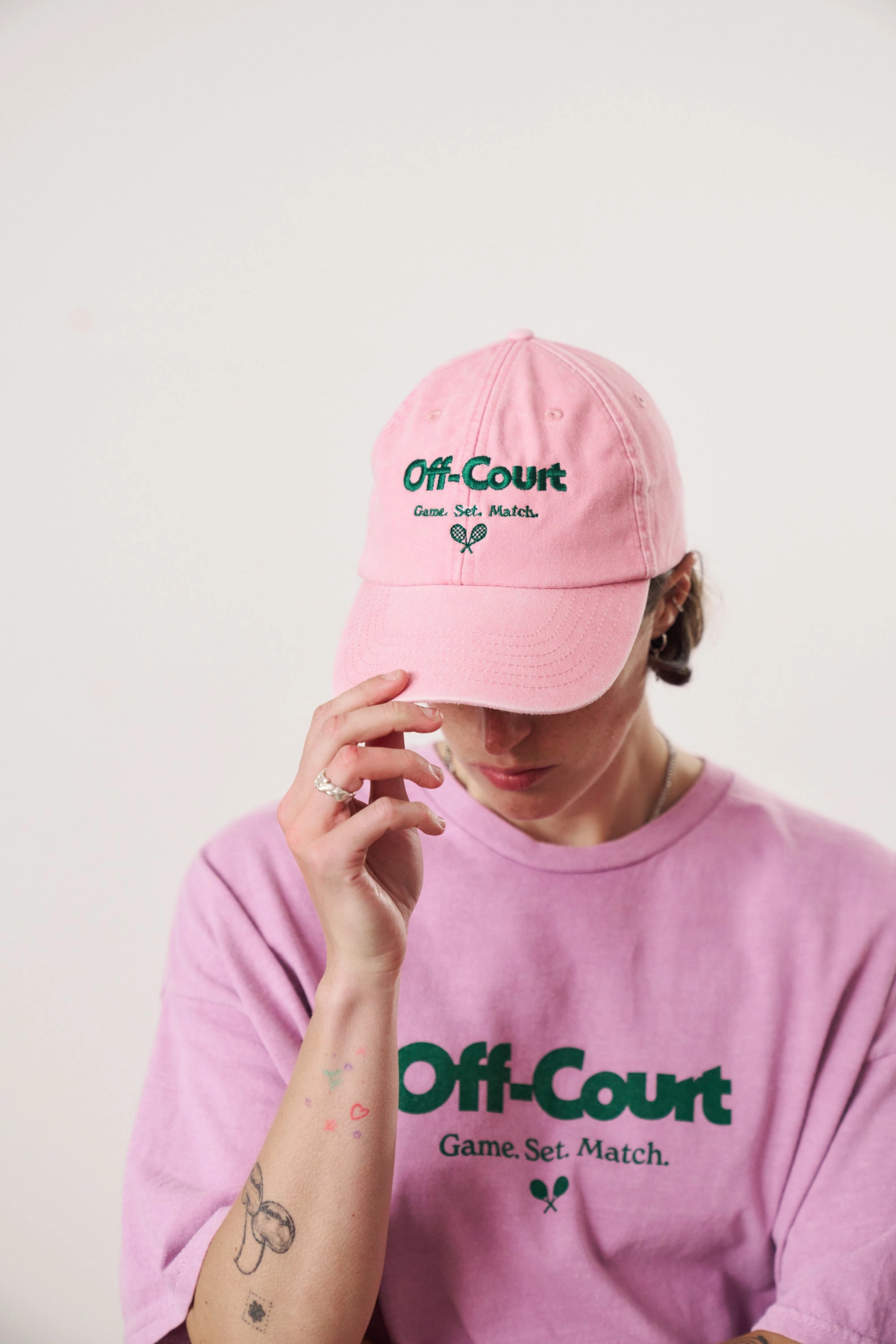 Vice 84 'Off-Court GSM' Vintage Washed Tee & Cap Bundle - Pink Comfy Top Lightweight Feel