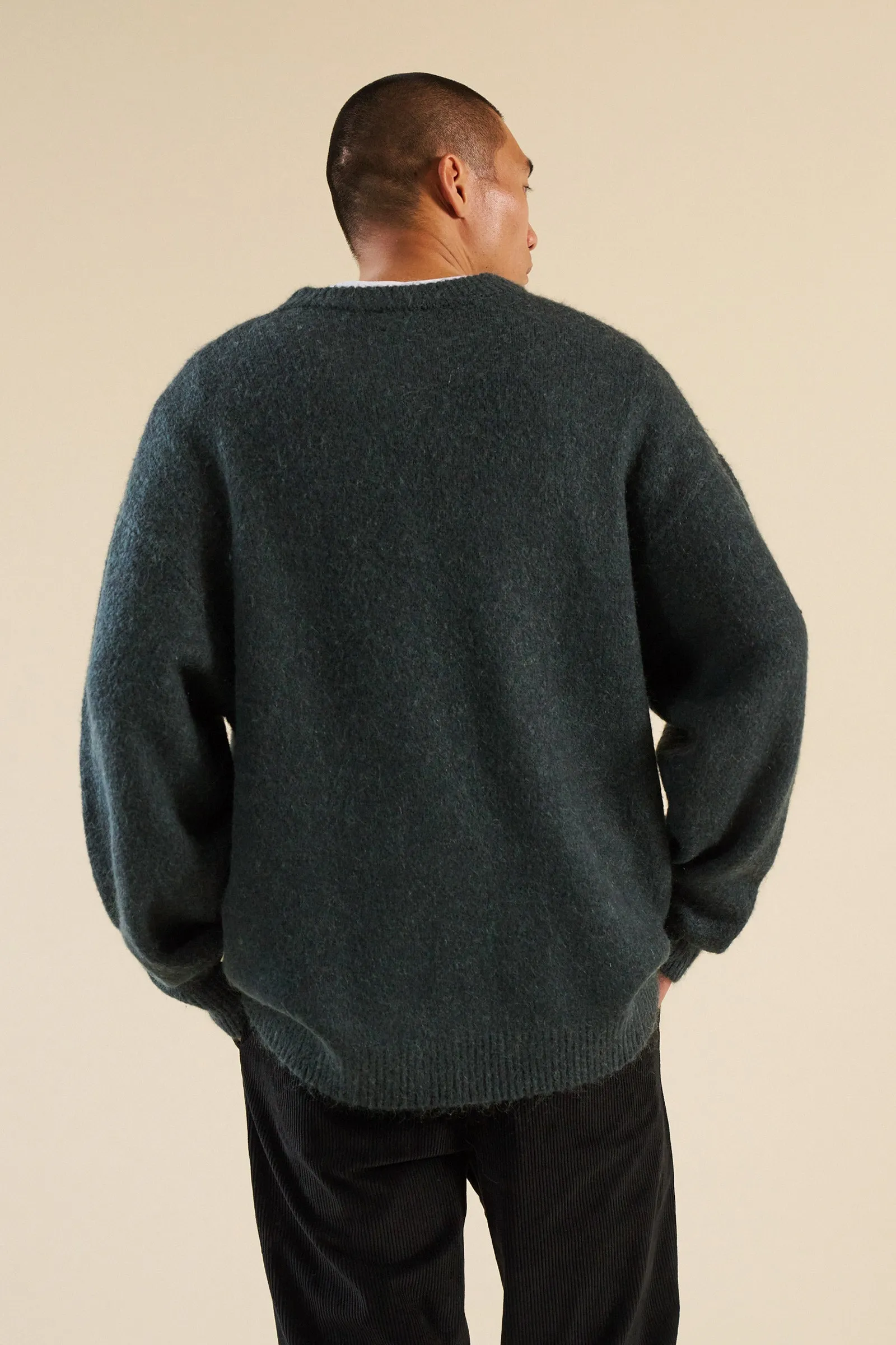 bound Baxter Mohair Blend Sweater - Bottle Green Abrasion Resistant Edging Winter Wearable