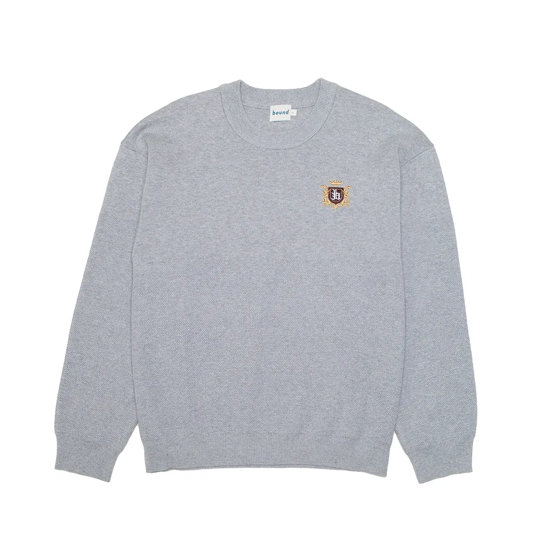 bound Crest Panel Knit Sweater - Heather Grey Effortless Fashion