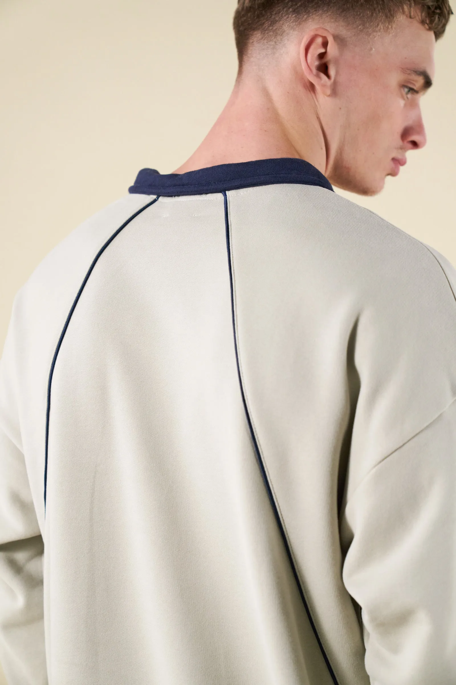 Essential Layer Chilly Layer bound Retro Sports Grid Sweater - Grey/Navy