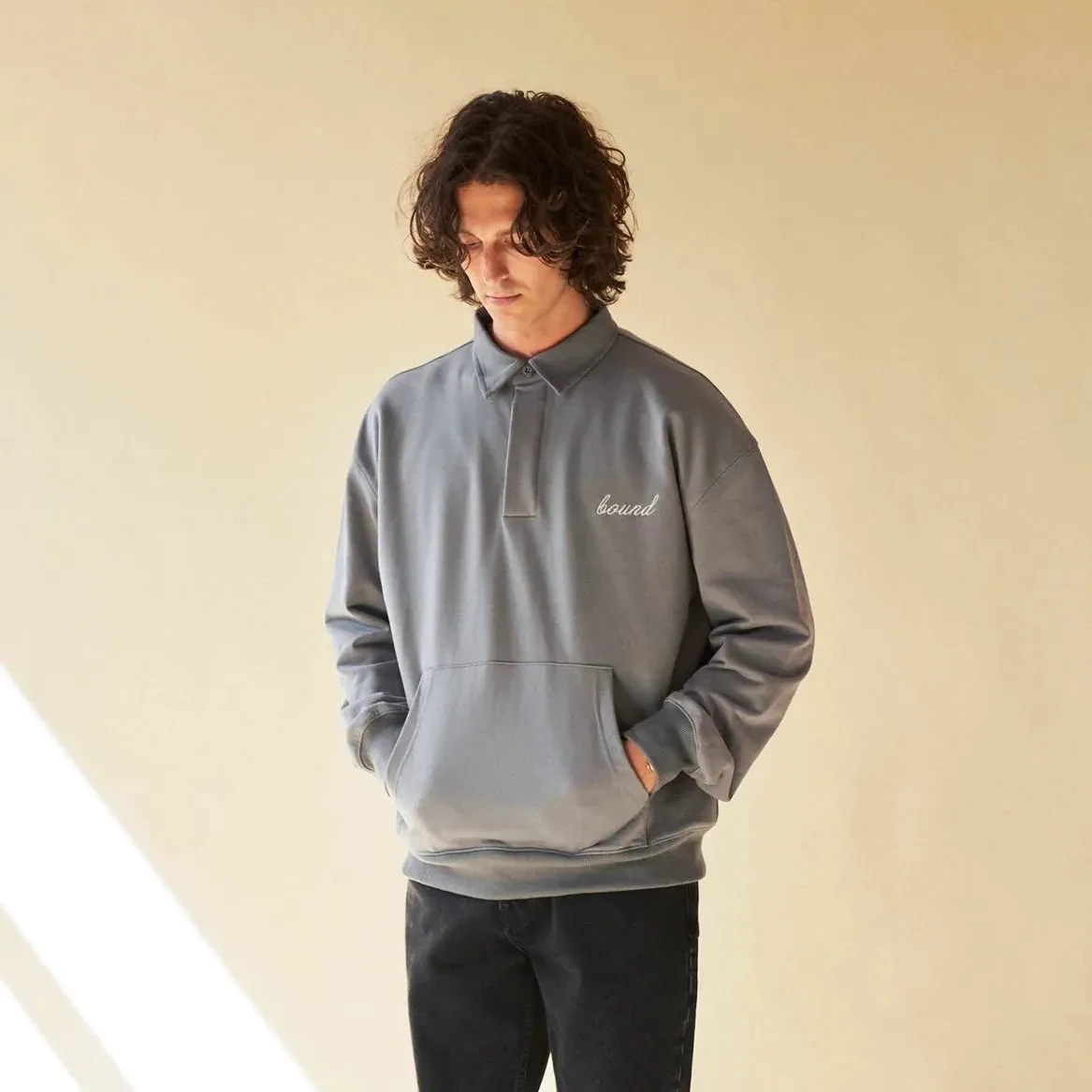 bound 'Sage Grey' Rugby Polo Reinforced Cuffs