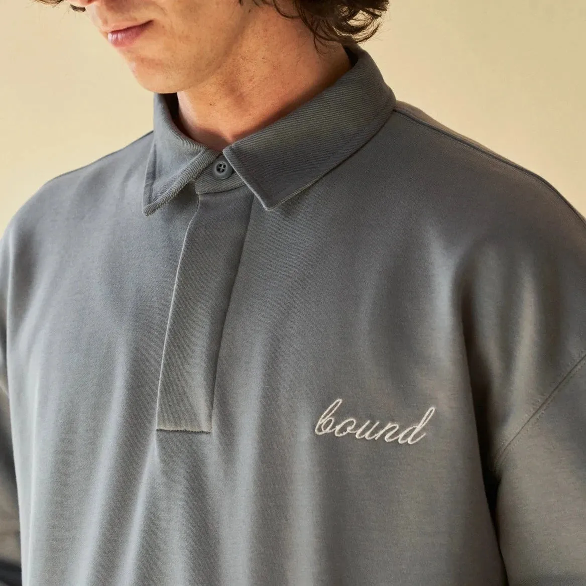 bound 'Sage Grey' Rugby Polo Modern Knit Relaxed Fit
