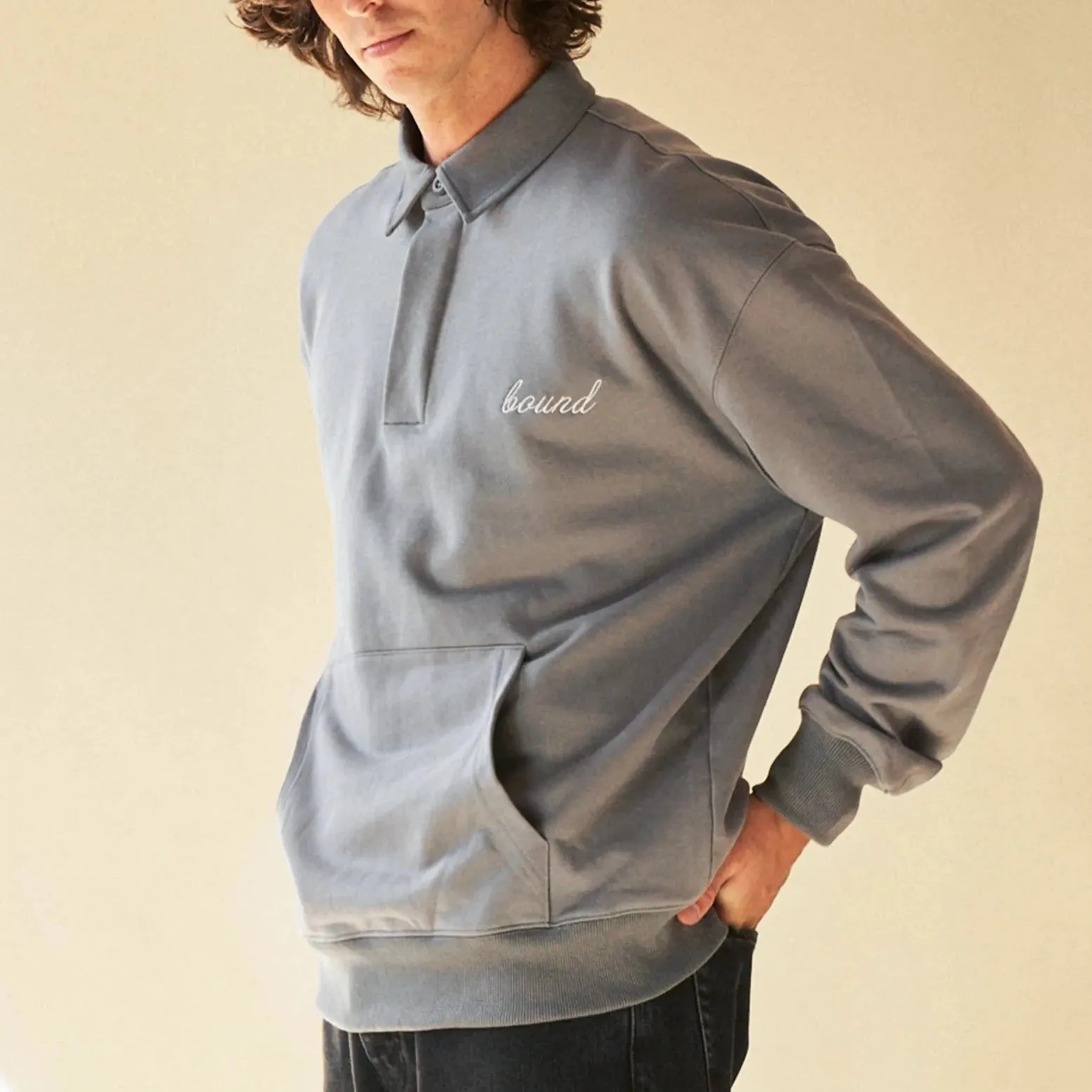 Reinforced Edging Cozy Essentials bound 'Sage Grey' Rugby Polo