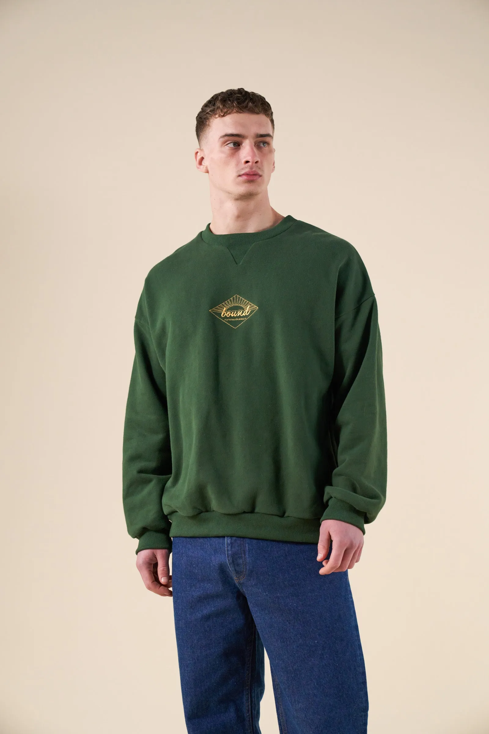 bound Sunrise Sweater - Forest/Yellow Stylish Knit Snug & Stylish