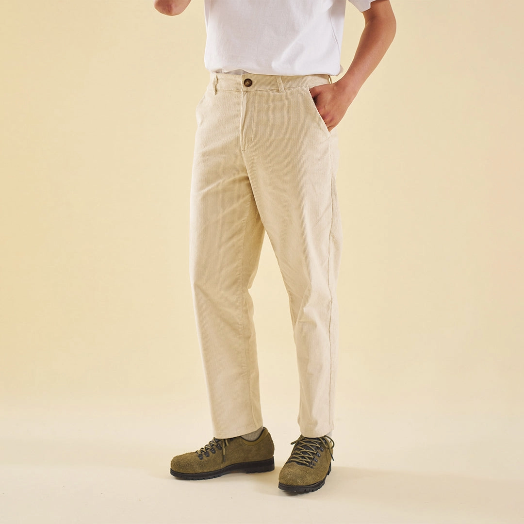 TaperedLeg Casual Flex bound 'Barley Cream' Cord Trousers