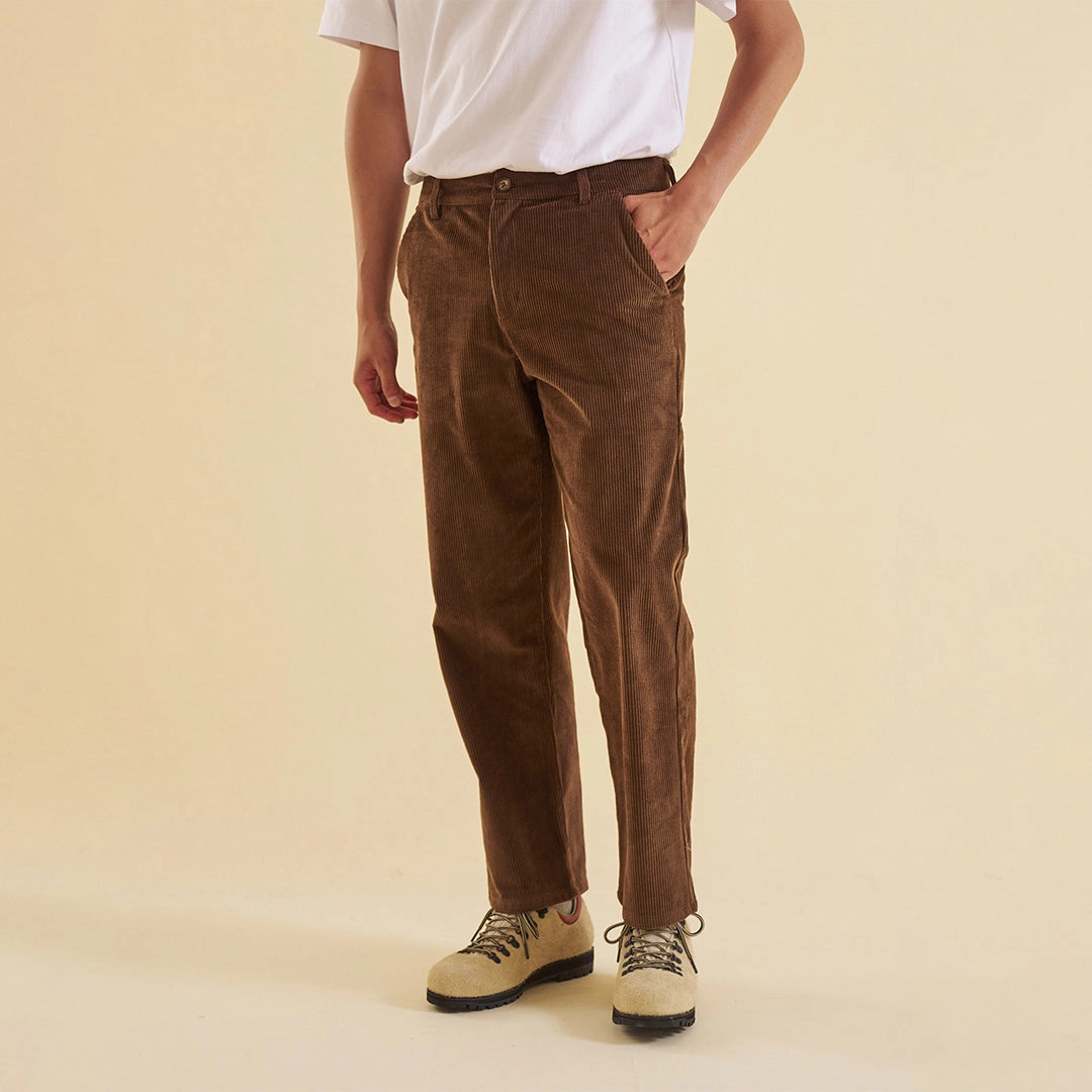 No Bunching Natural Movement bound 'Cedar Brown' Corduroy Trousers