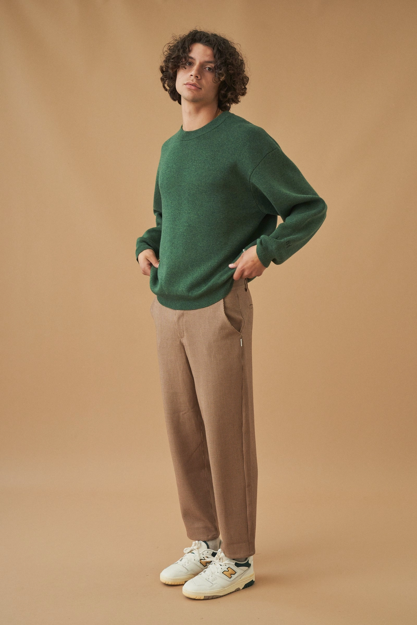 bound 'Dogtooth Woven' Cropped Trouser Cozy Layer Comfy Feel
