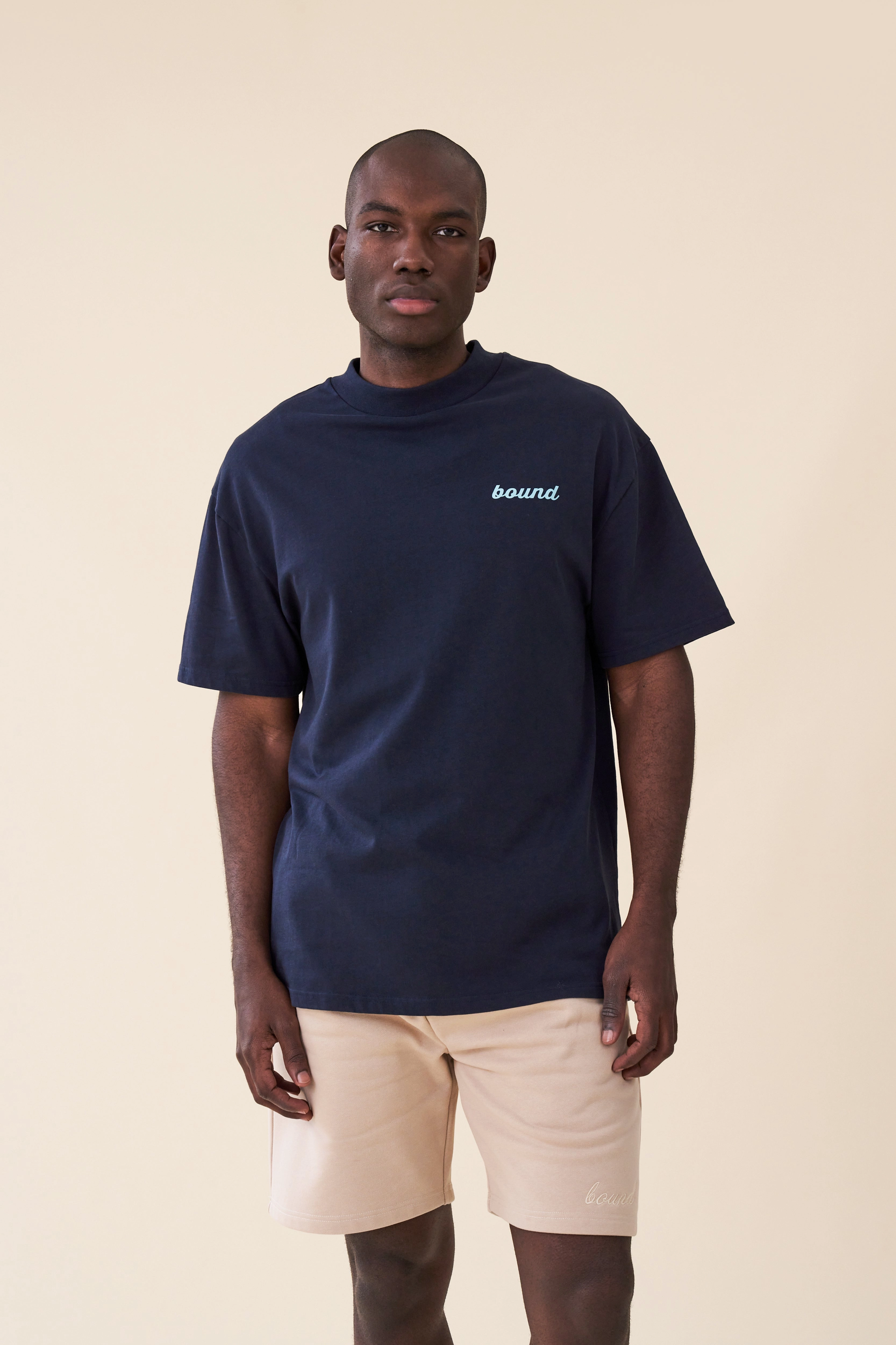 Daily Fashion Basic Comfort bound 'Hatch' Tee - Navy