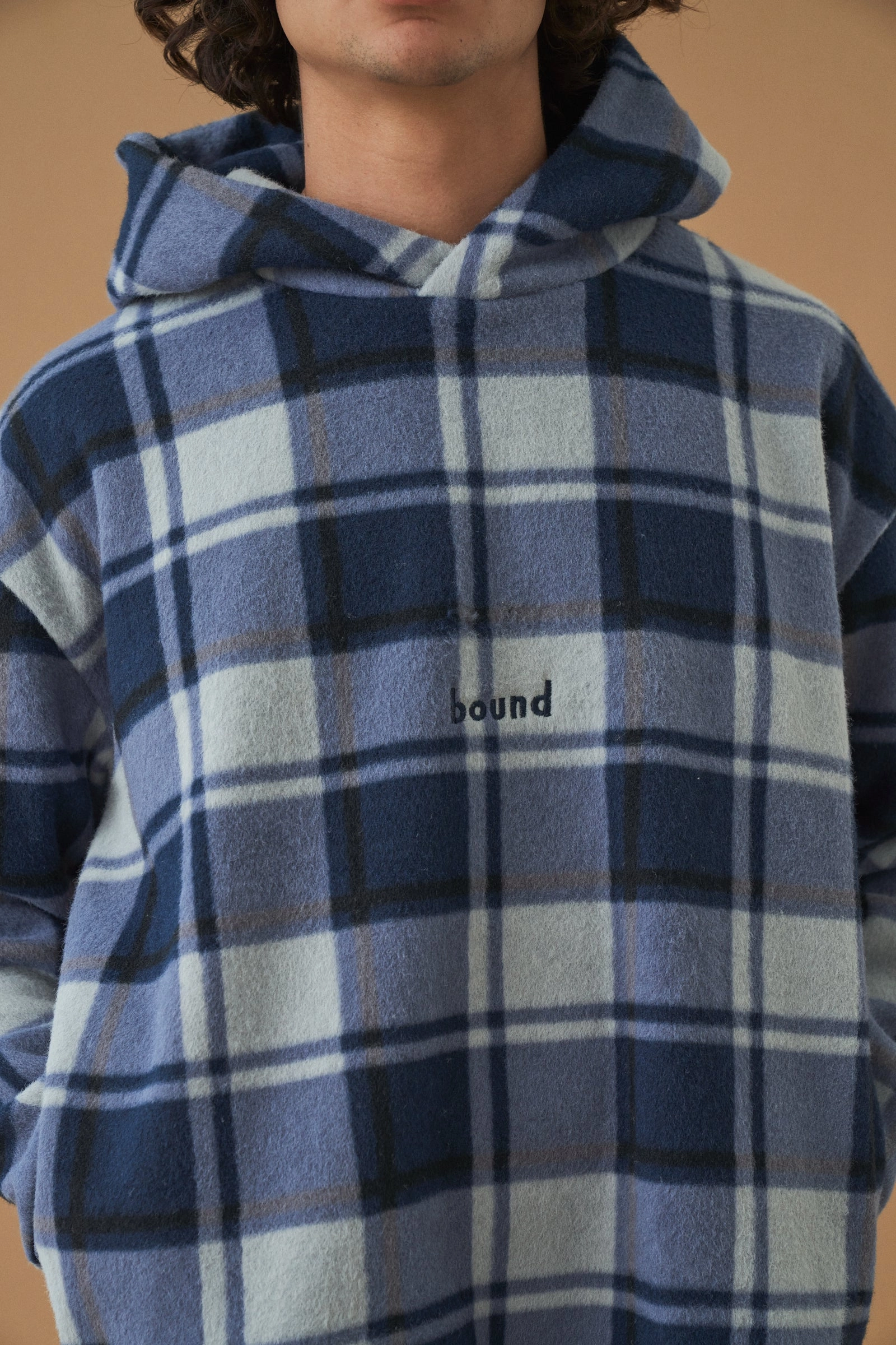 bound 'Jubilee' Check Fleece Hoodie Tassel Details Middle Eastern style