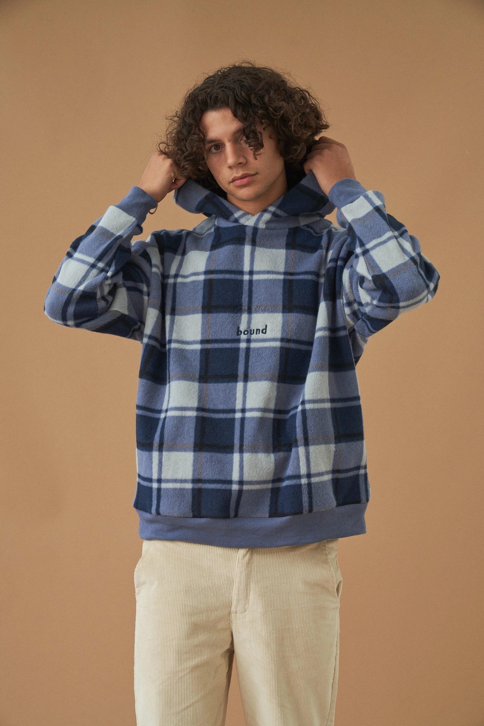 bound 'Jubilee' Check Fleece Hoodie Balanced Weight Distribution