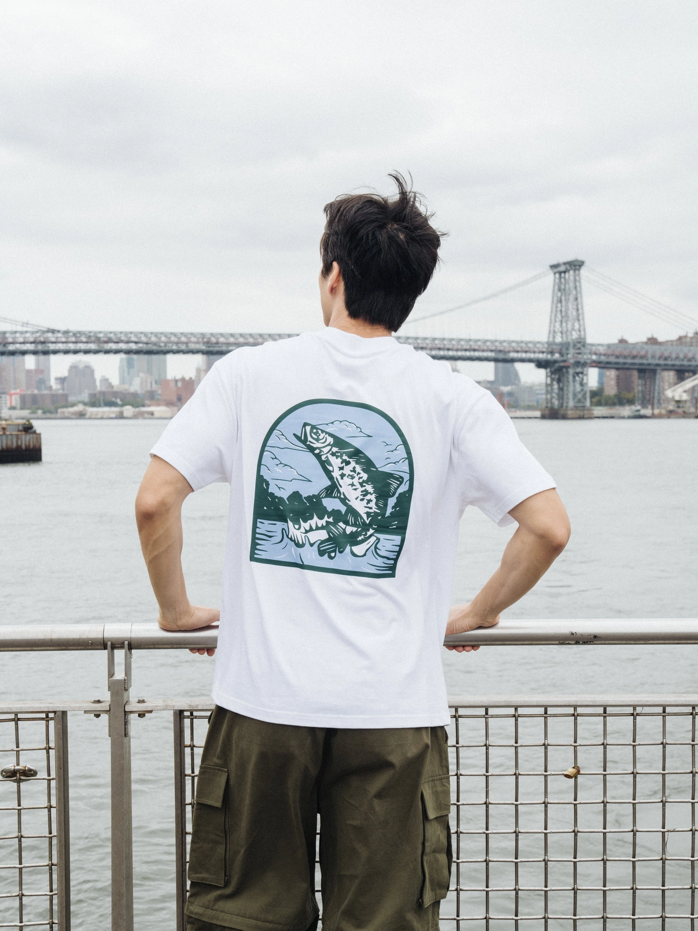 bound 'Marina Angling' Tee - White Reinforced Shoulder