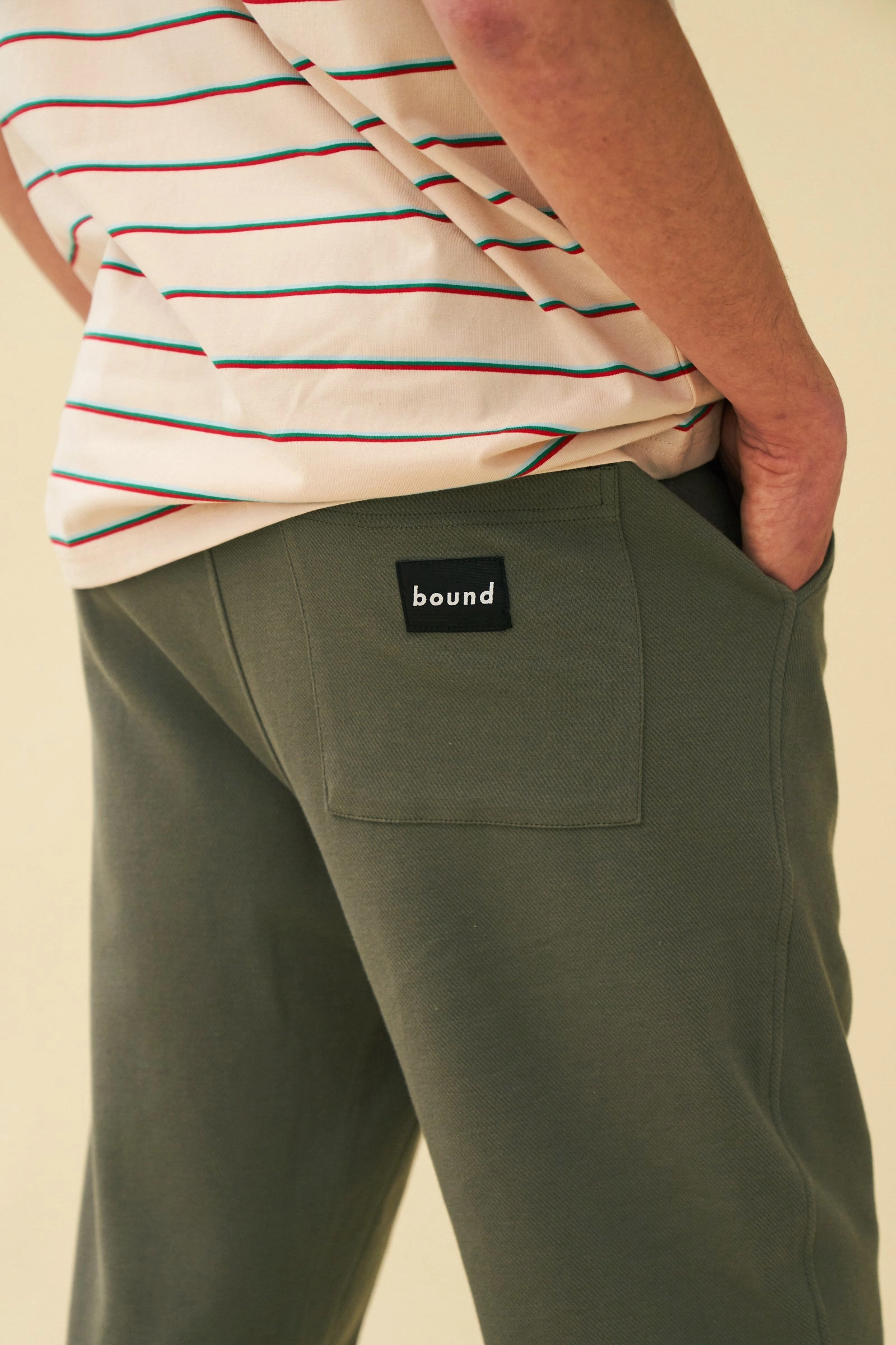 bound 'Olive' Textured Cotton Trousers Outdoor Ready